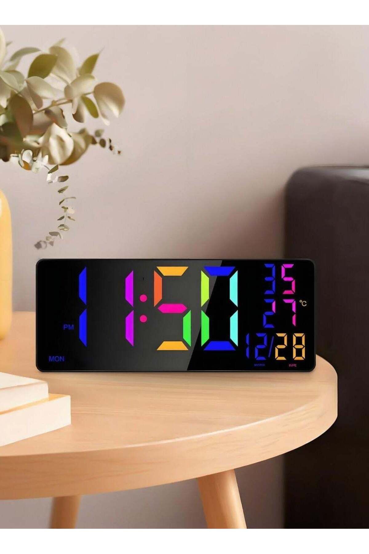 Generic-20" Large Digital Wall Clock with Remote Control, Dual Alarm with Big LED Screen Dispaly, 4 pure co 1