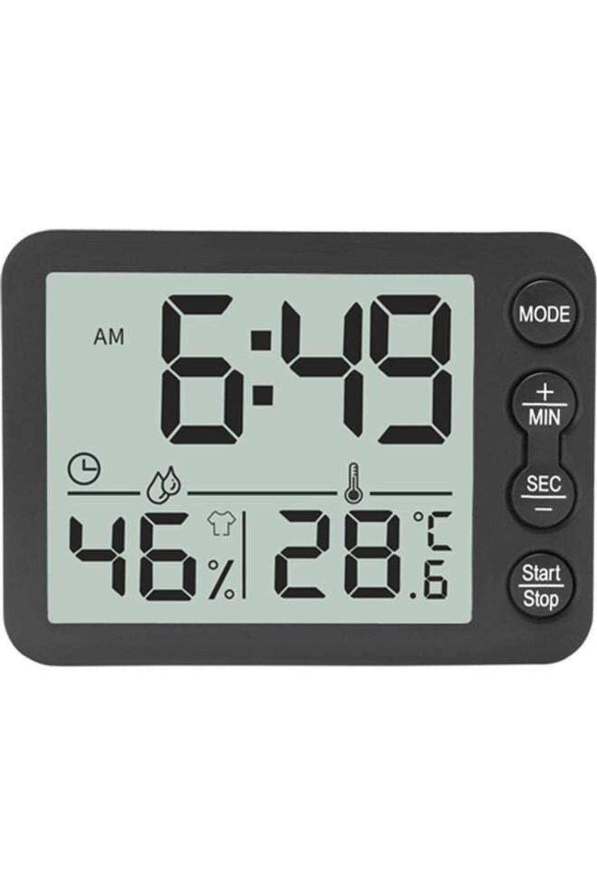 Generic-Large Screen Alarm Clock With Temperature And Humidity Black 1