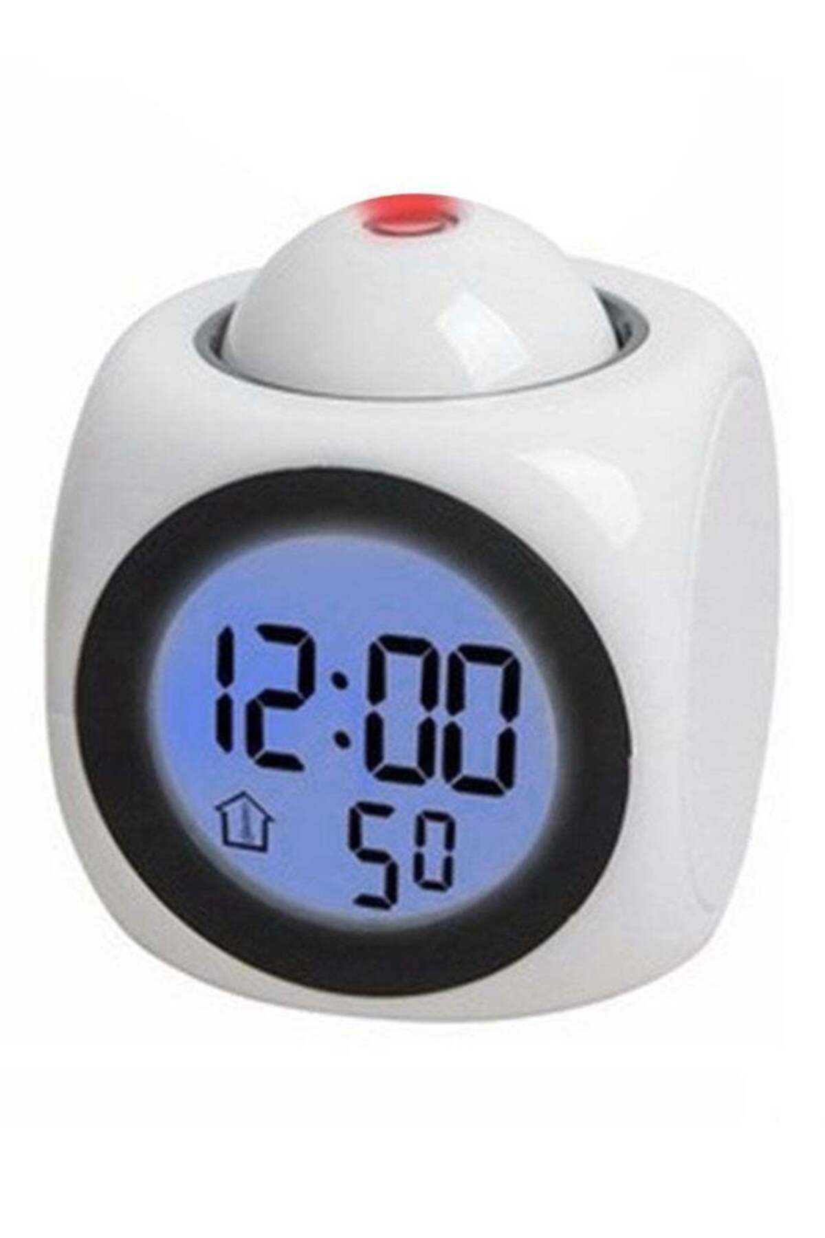 Generic-OUTAD LED Colourful Projection Digital Time And Temperature Display Alarm Voice Clock White 1