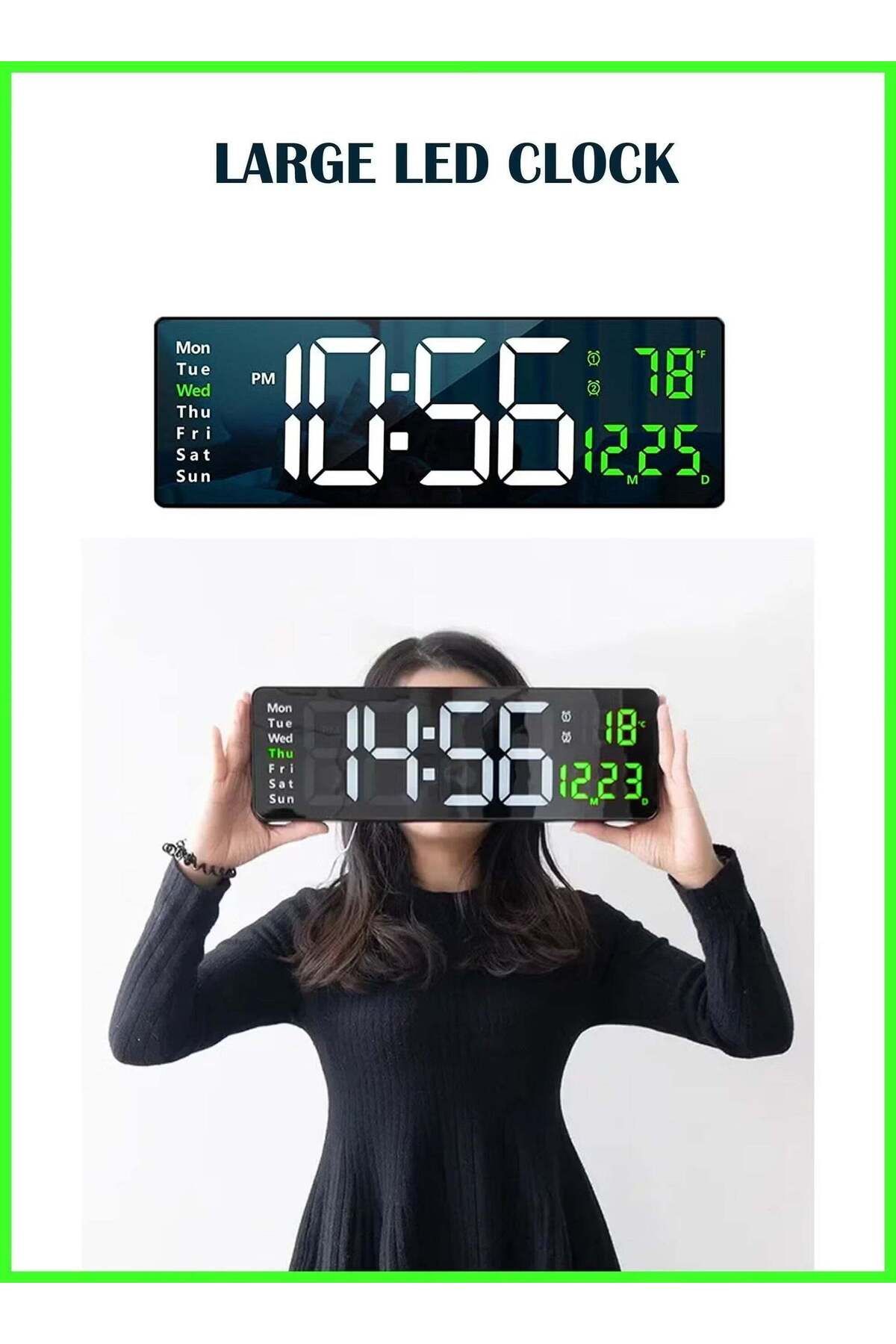 Generic-ELTRAZONE 16.2-Inch LED Digital Wall Clock with Remote Control, Auto Dimming, Date, Week, and Tempe 1