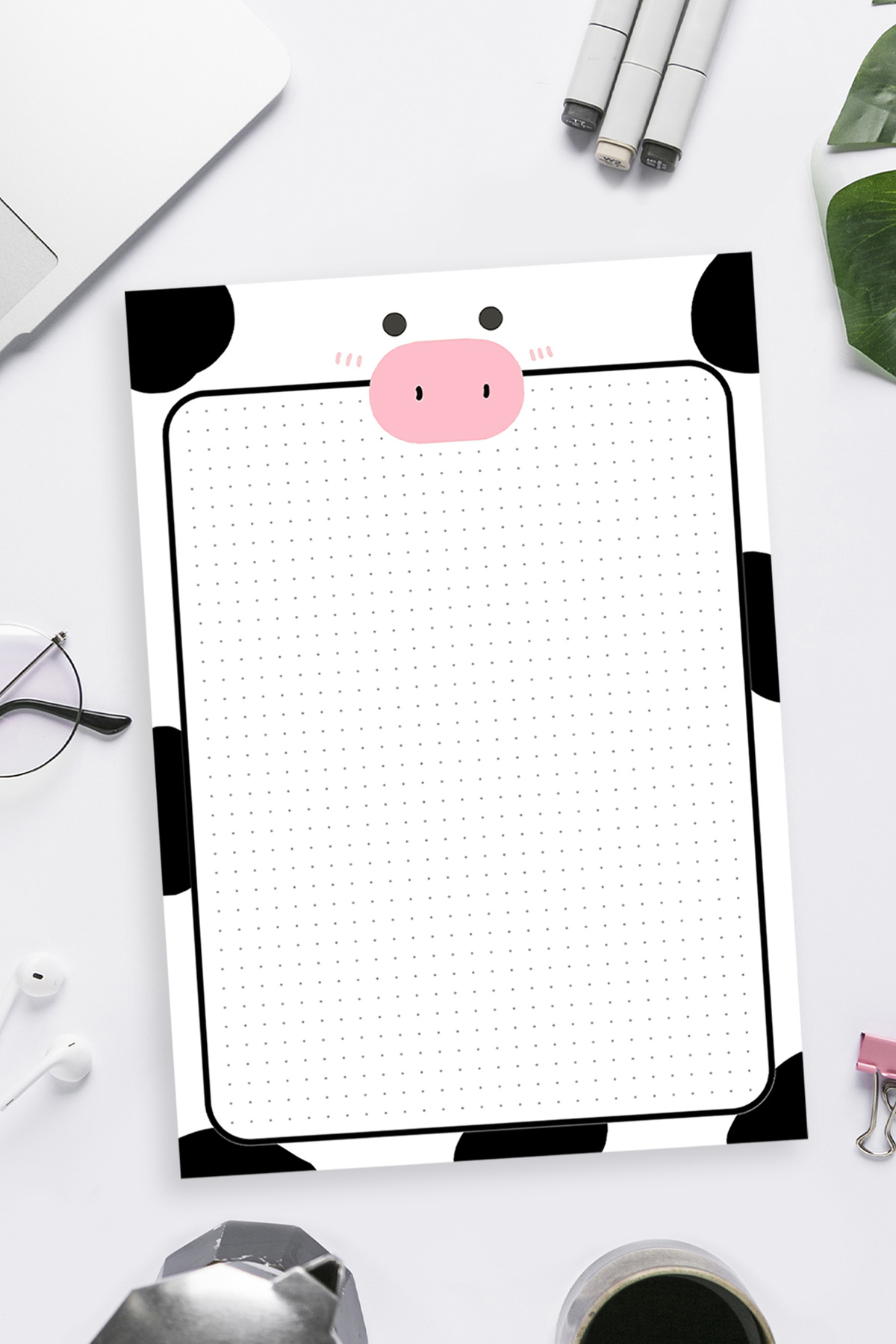 shop-Cow Pattern 2-Piece A4 & A5 Notepad, Memo Pad, Note Paper, Notepad, Check List, School Notebook 2