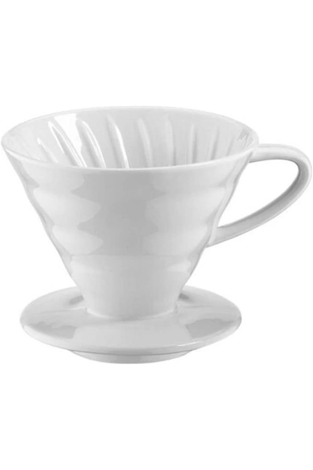 AyrStore Seramik Kahve Dripper - Porselen Demleyici - No: 2 - Beyaz (Hario V60 Benzeri)