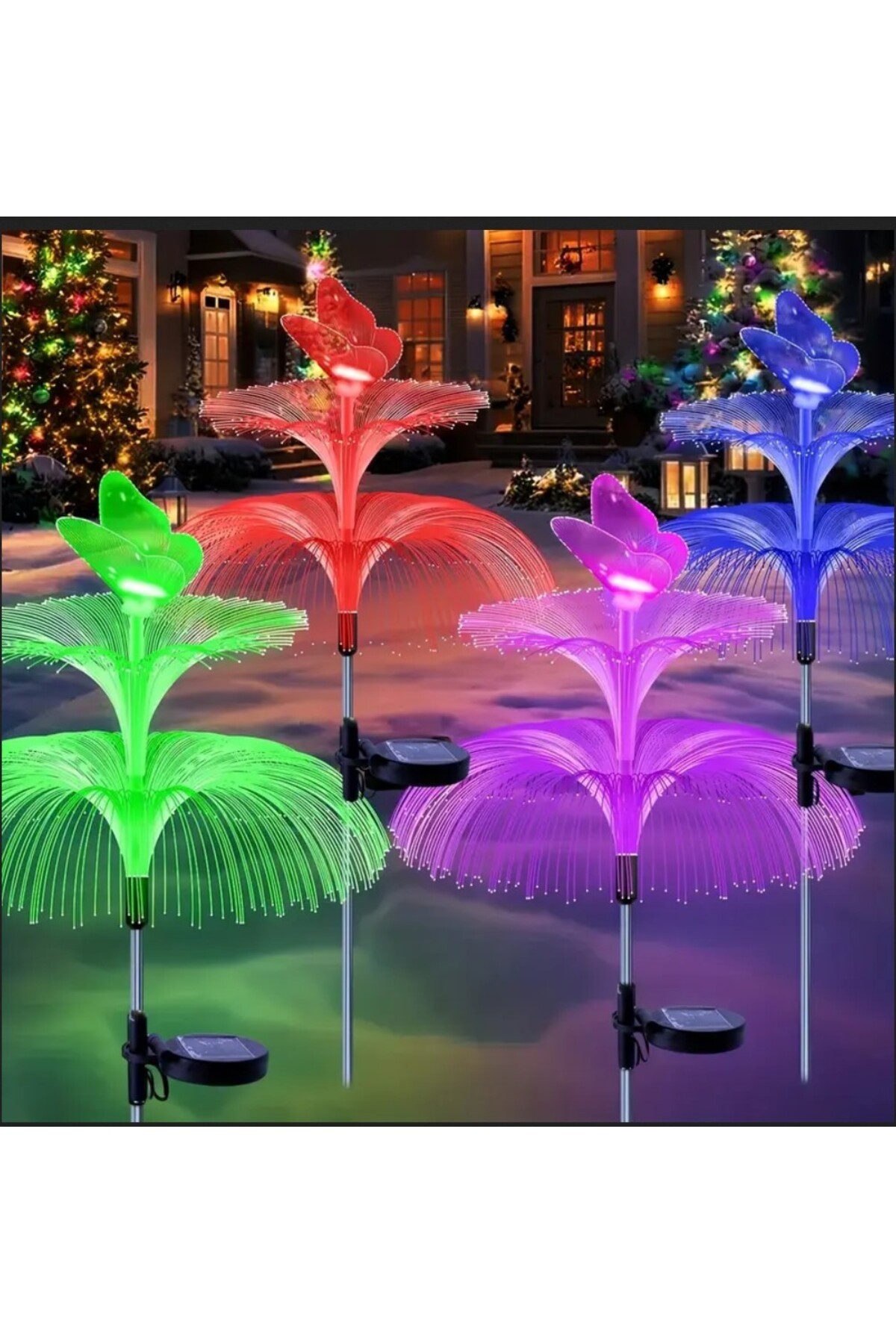 SOLAR POWERED 3 LAYER 7 COLOR CHANGING BUTTERFLY LED GARDEN LIGHTING SOLAR GARDEN ORNAMENT SGE10