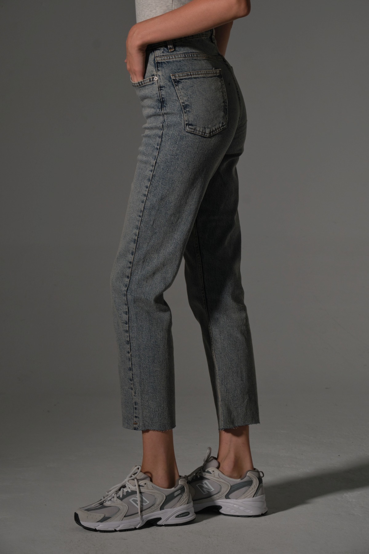 Maule  Esnek Pamuklu Kumaş Kesik Paça 5 cep Skinny Slim Kadın Jean Pantolon @Kosova - Görsel 4