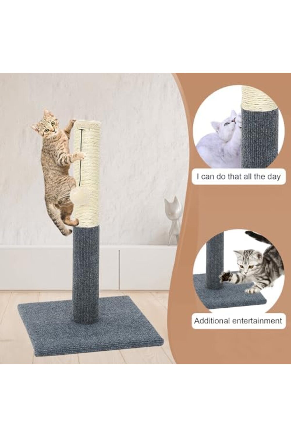 Gluckluz-Cat Scratching Post Scratch Tree Scratcher with Toy for Large Small Cats Kittens with Toy S 4