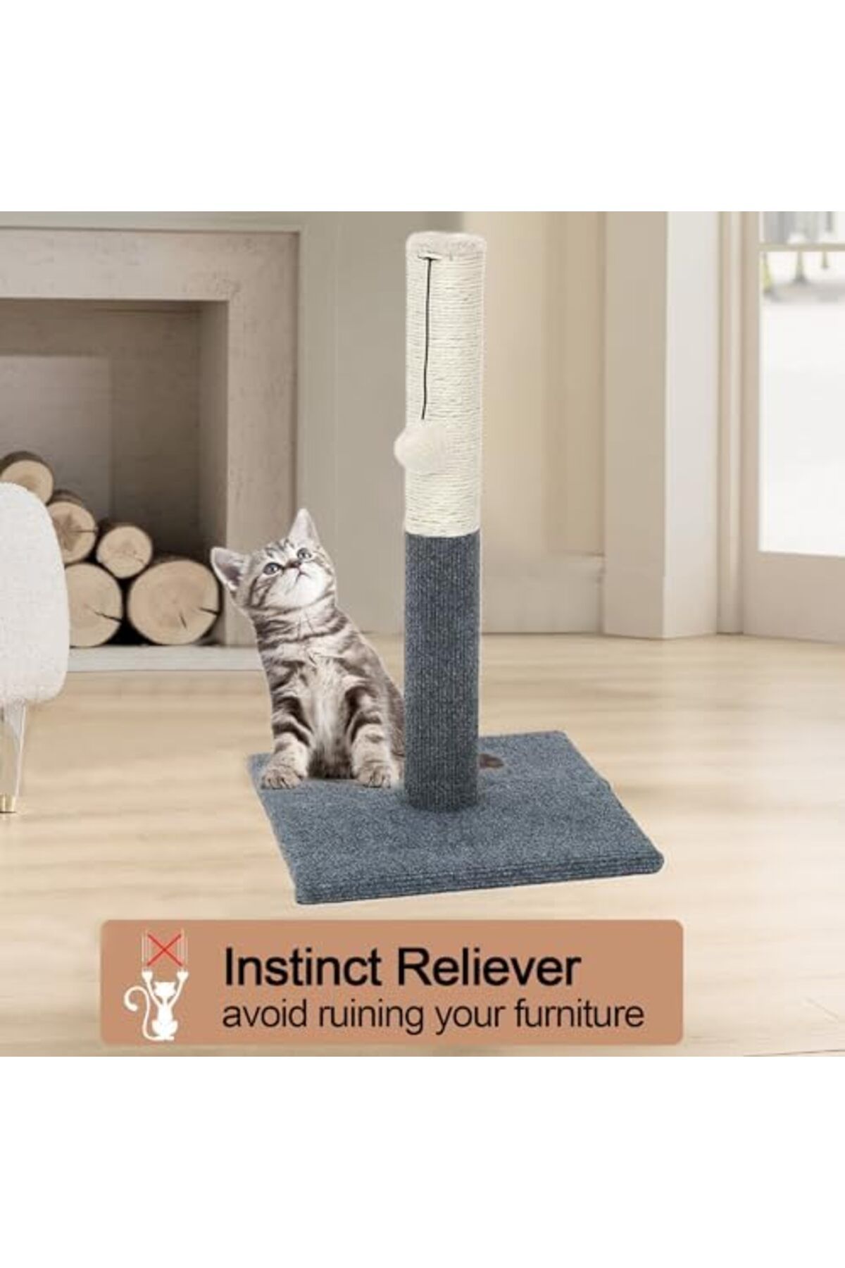 Gluckluz-Cat Scratching Post Scratch Tree Scratcher with Toy for Large Small Cats Kittens with Toy S 6