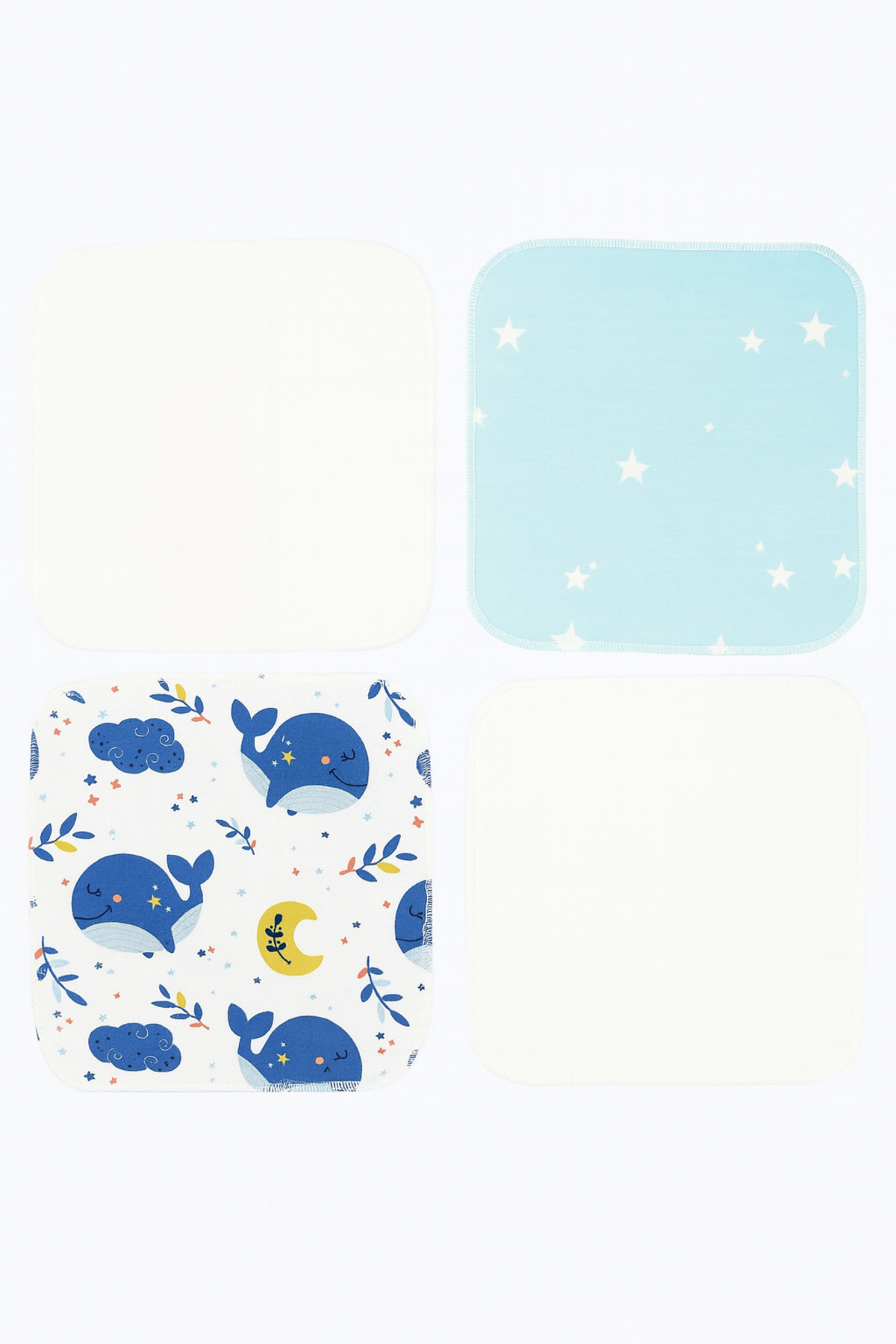 Aybi Baby 4’lü Bebek Ağız Mendili %100 Pamuk - Balinalı