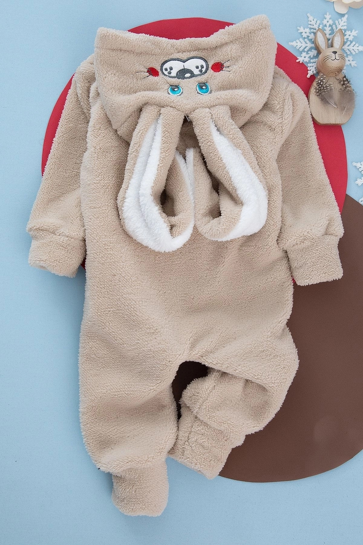 VaVbaby Welsoft Unisex Fermuarlı Peluş Kışlık Bebek Uyku Tulumu Çocuk Tulumu ve Kostümü Tavşan fotoğrafı 4 (önizleme)