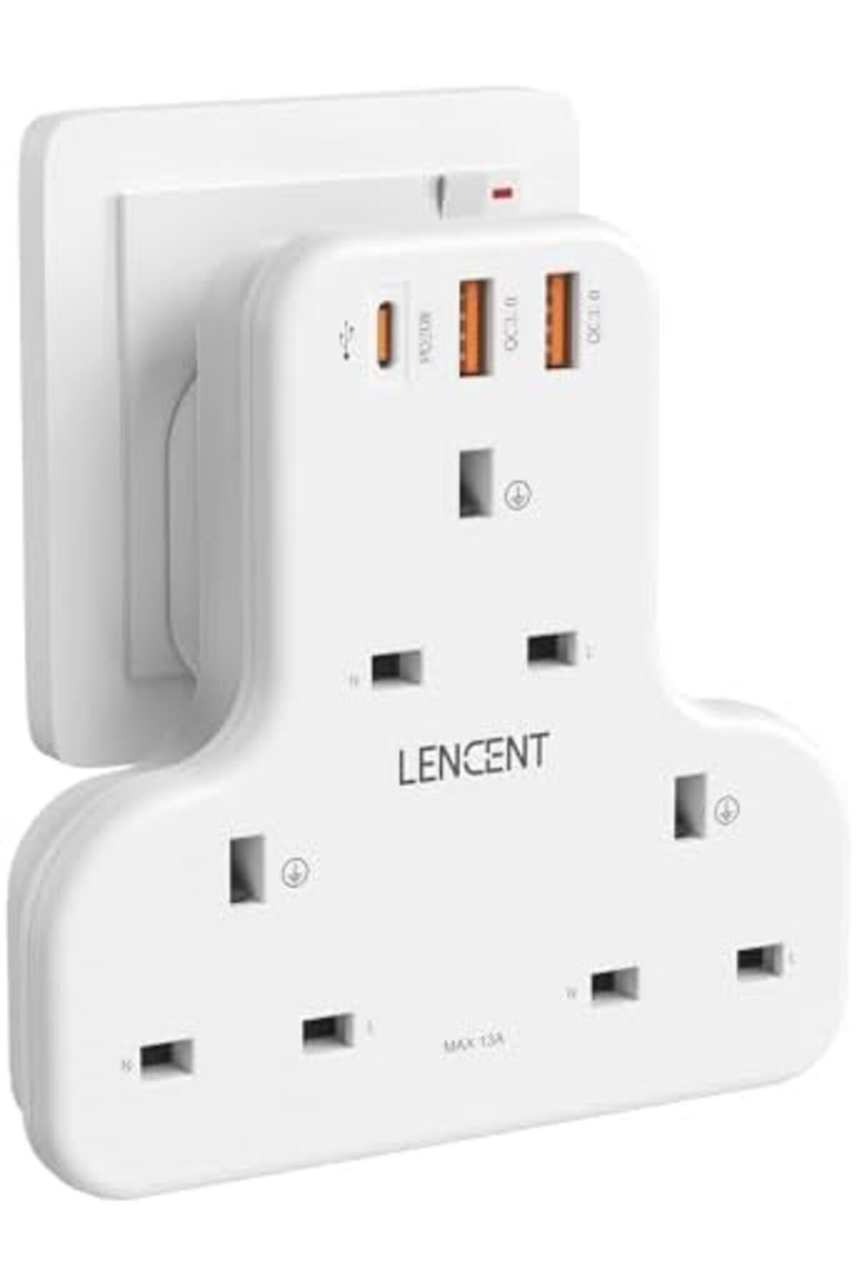LENCENT-Multi Plug Extension, 3 Way 3 Plugs Socket adapter, 6-in-1 Cube Electrical Extender Outlet A 2