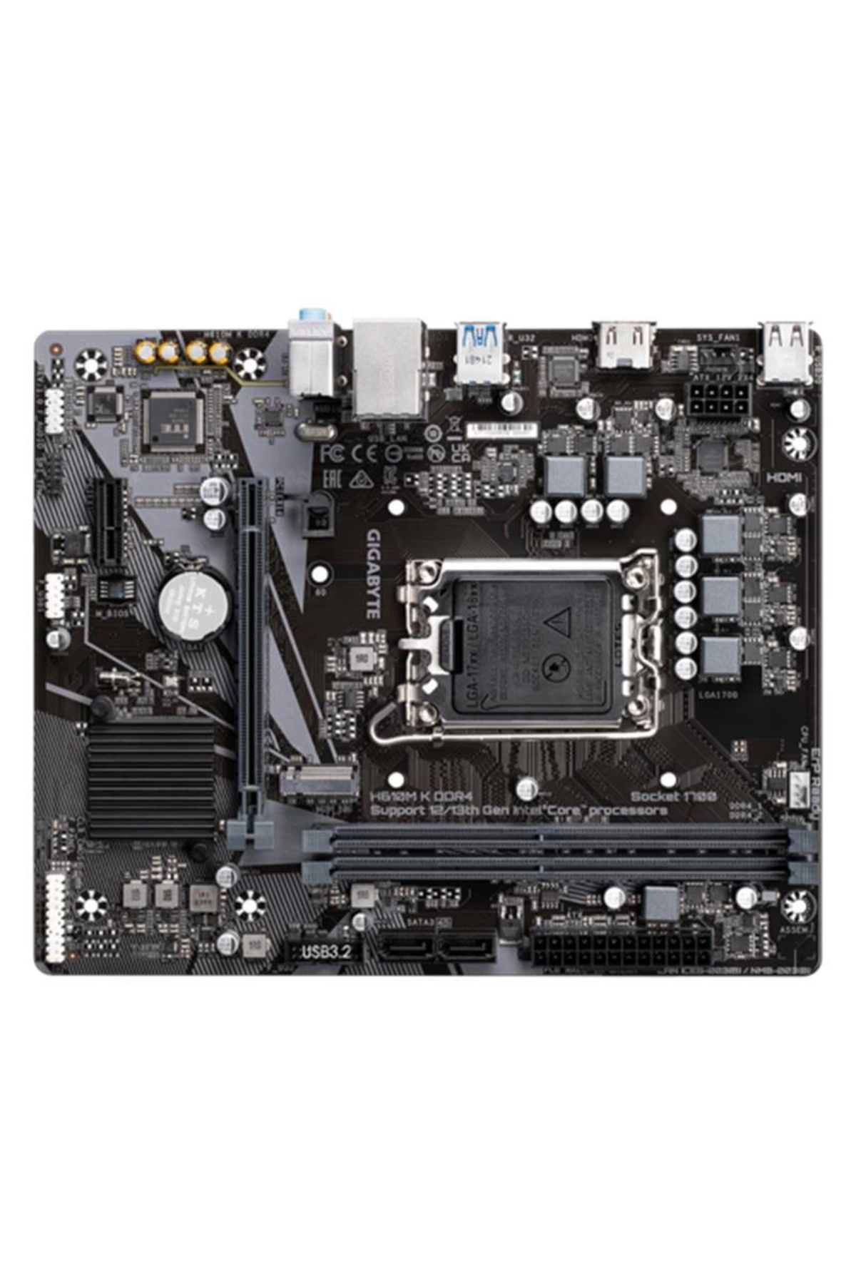 Gigabyte-H610m-k DDR4 3200 ميجا هرتز 1xHDMI 1xM.2 USB 3.2 Matx 1700P - 12. / 13. و 14. متوافق مع معالج الجيل 3