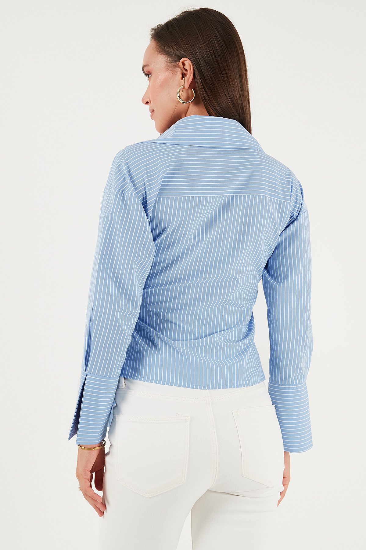 Lela  Pamuklu Regular Fit Uzun Kollu Bağlama Detaylı Gömlek GÖMLEK 65200538 - Görsel 8