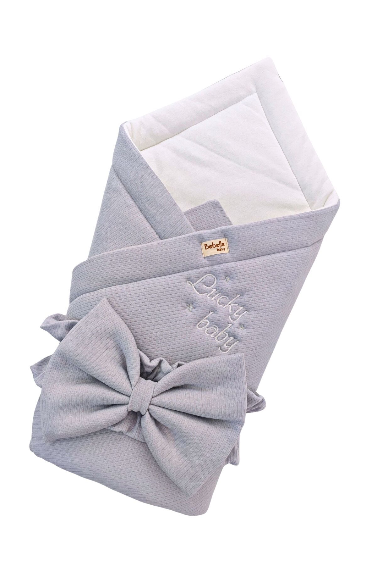 Bebella Gri %100 Pamuklu Bebek Battaniyesi 85x85 cm Yenidoğan Kundak Hastane Çıkışı Hediyelik Oyun Matı fotoğrafı 2 (önizleme)