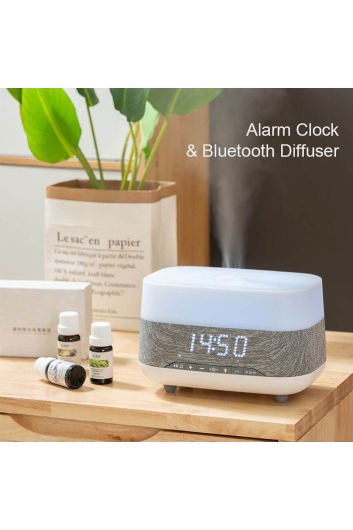 Generic-Bluetooth Clock Aromatherapy Humidifier Speaker with 7 Color Ambient Light 5