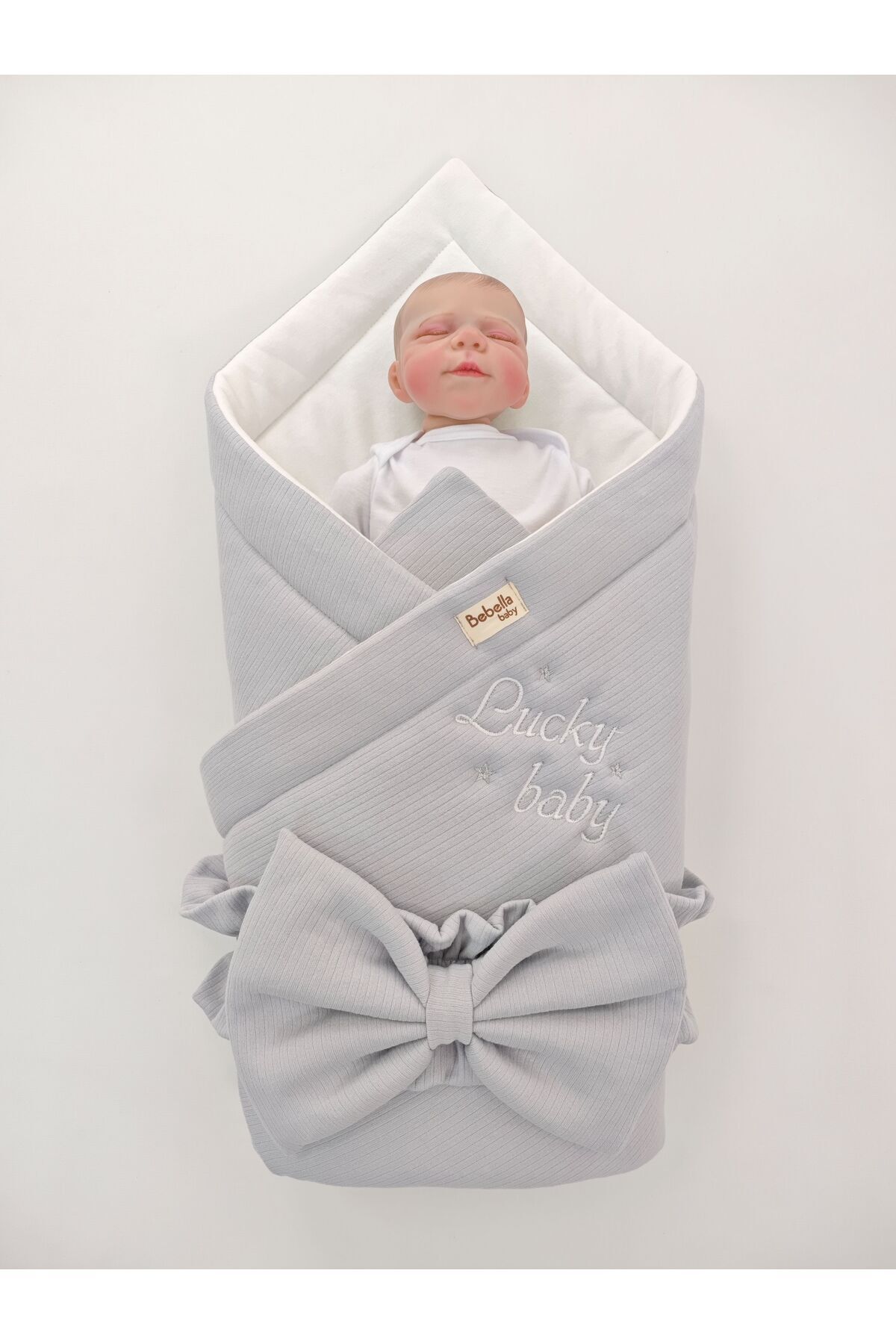 Bebella Gri %100 Pamuklu Bebek Battaniyesi 85x85 cm Yenidoğan Kundak Hastane Çıkışı Hediyelik Oyun Matı fotoğrafı 3 (önizleme)