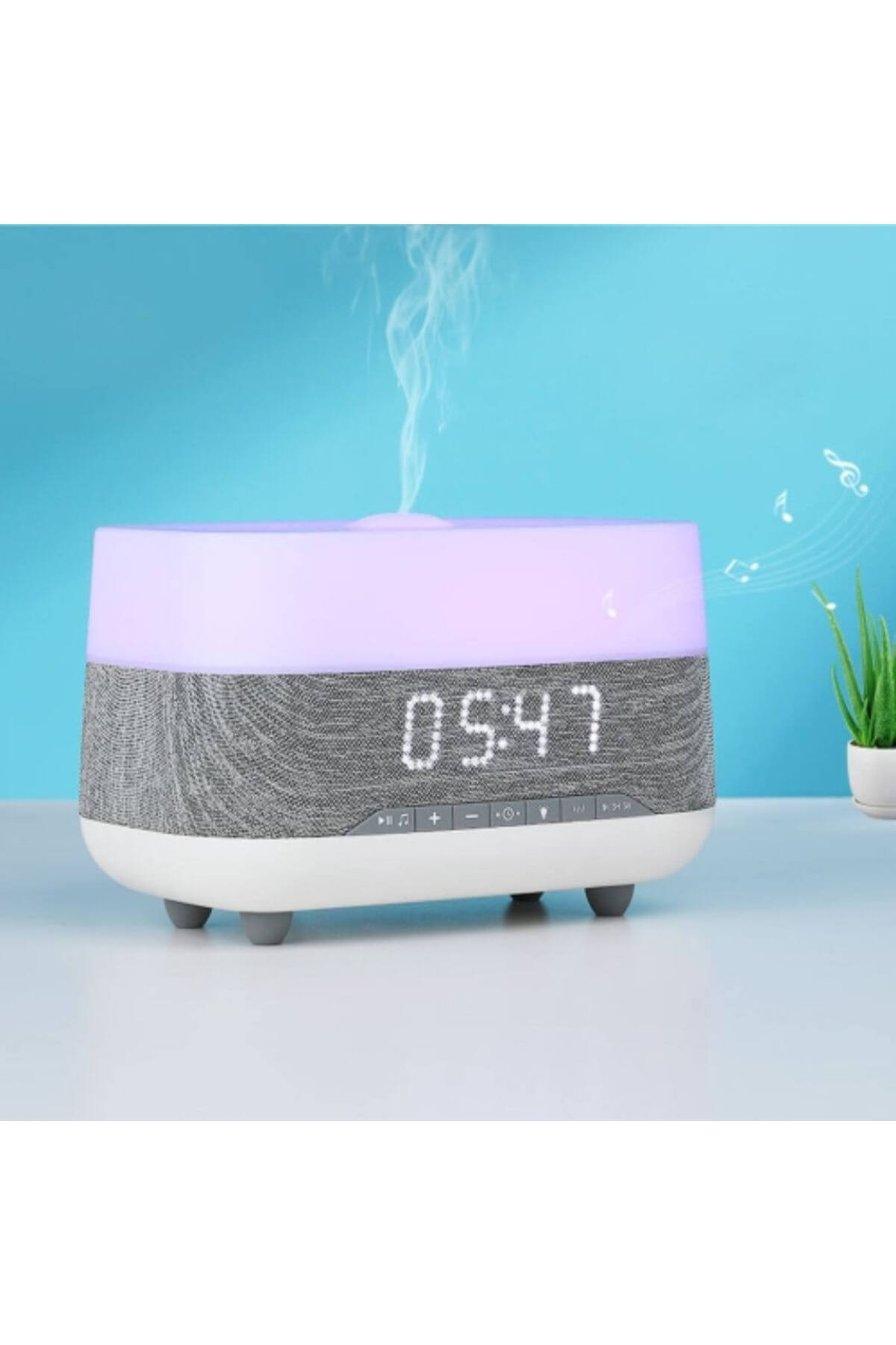 Generic-Bluetooth Clock Aromatherapy Humidifier Speaker with 7 Color Ambient Light 2