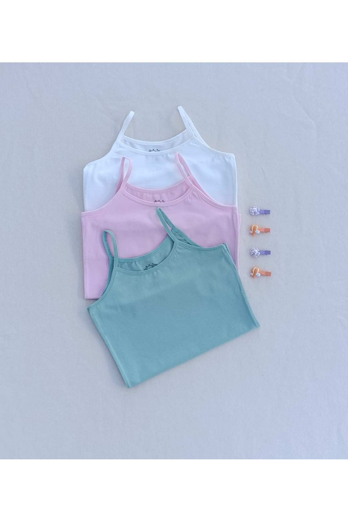 siyalife-Plain Soft Textured Lycra Flexible Fabric 3-Piece Colorful Children's Singlet 3