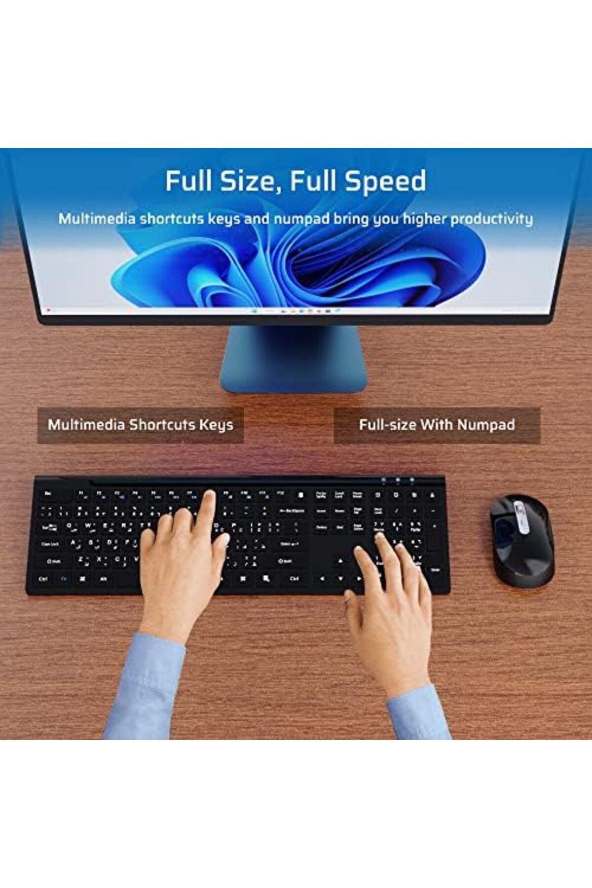Generic-CREATMOR Wireless Keyboard Mouse Combo, Stylish Slim Rechargeable Keyboard and Mice 2.4G 109 Keys Fu 4