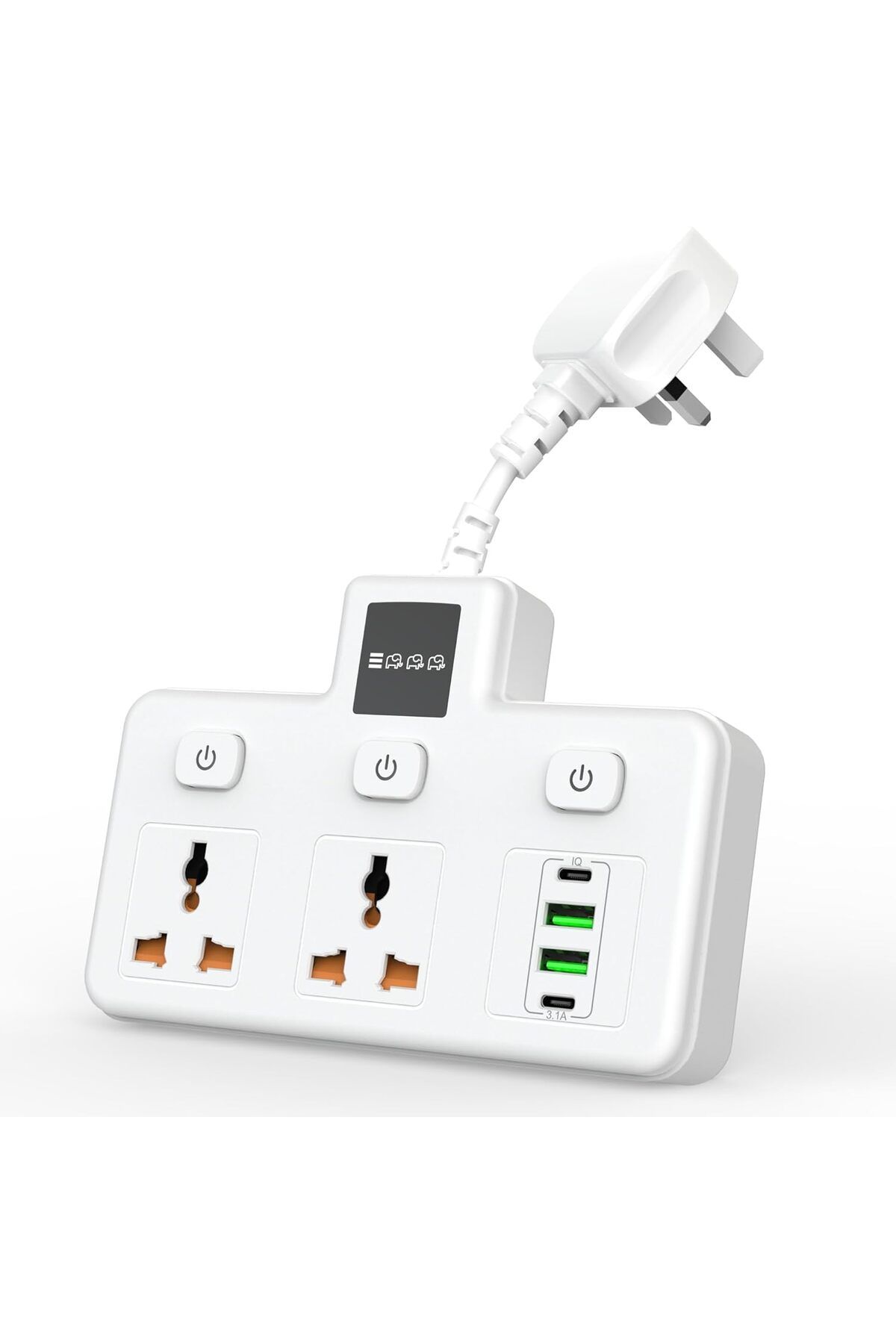 Generic-CREATMOR Extension Cord Power Extender Socket, 2-Outlet Multi Plug Extension Socket with 4 USB Power 1