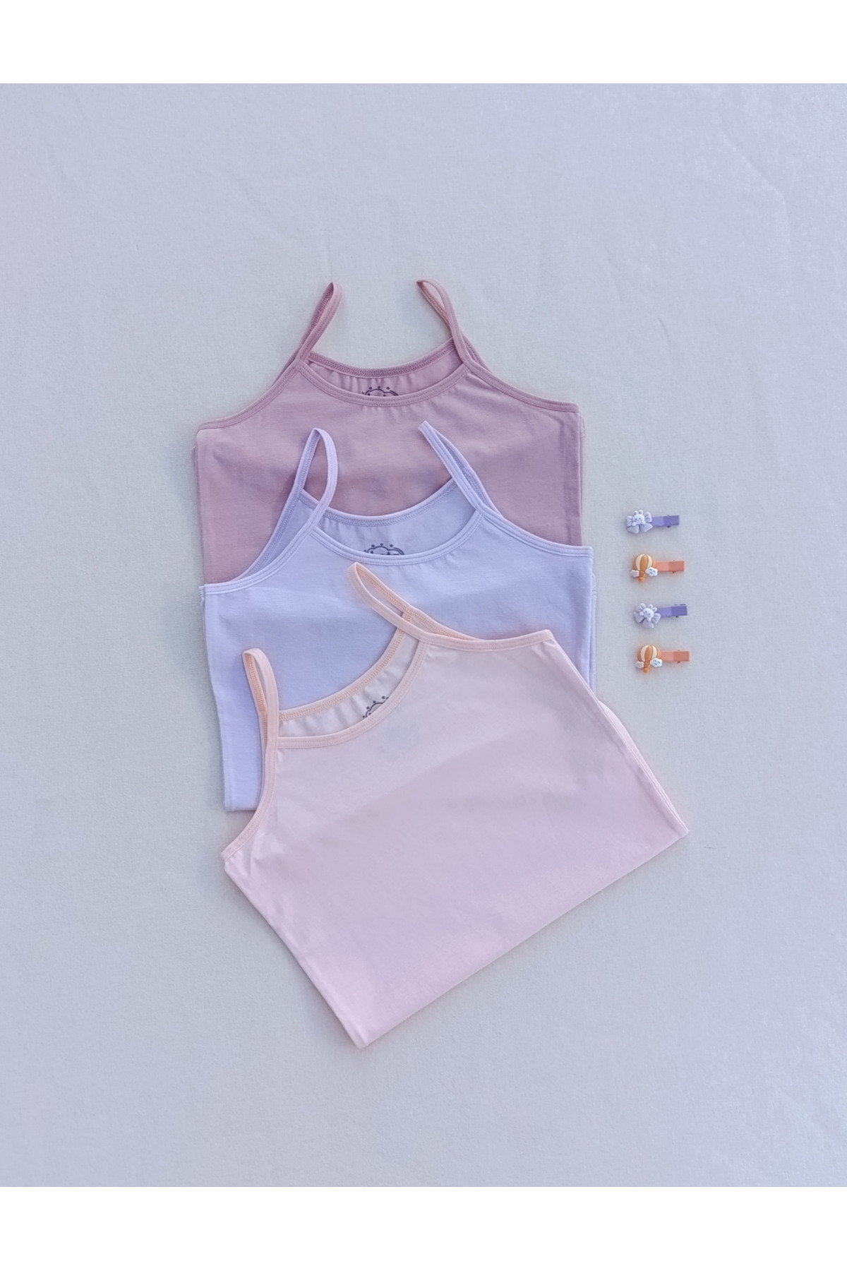 siyalife-Plain Soft Textured Lycra Flexible Fabric 3-Piece Colorful Children's Singlet 3