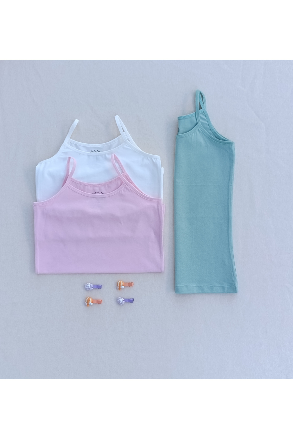 siyalife-Plain Soft Textured Lycra Flexible Fabric 3-Piece Colorful Children's Singlet 5