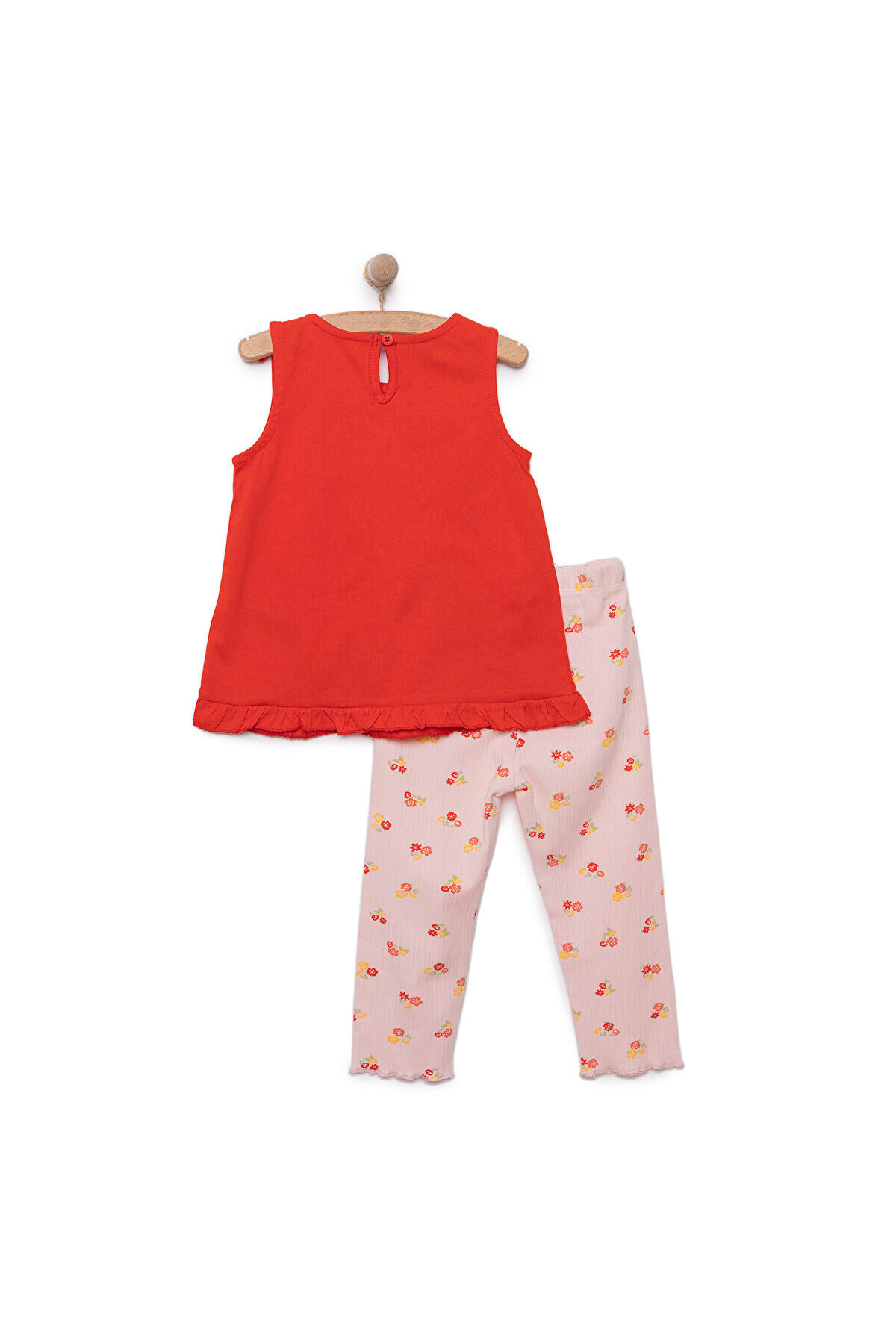 ebebek Hello Baby HelloBaby Kız Bebek Atlet-Tayt 2li Takım Sweet Peach Bebe Yaka Reçme Paça Turuncu fotoğrafı 2 (önizleme)