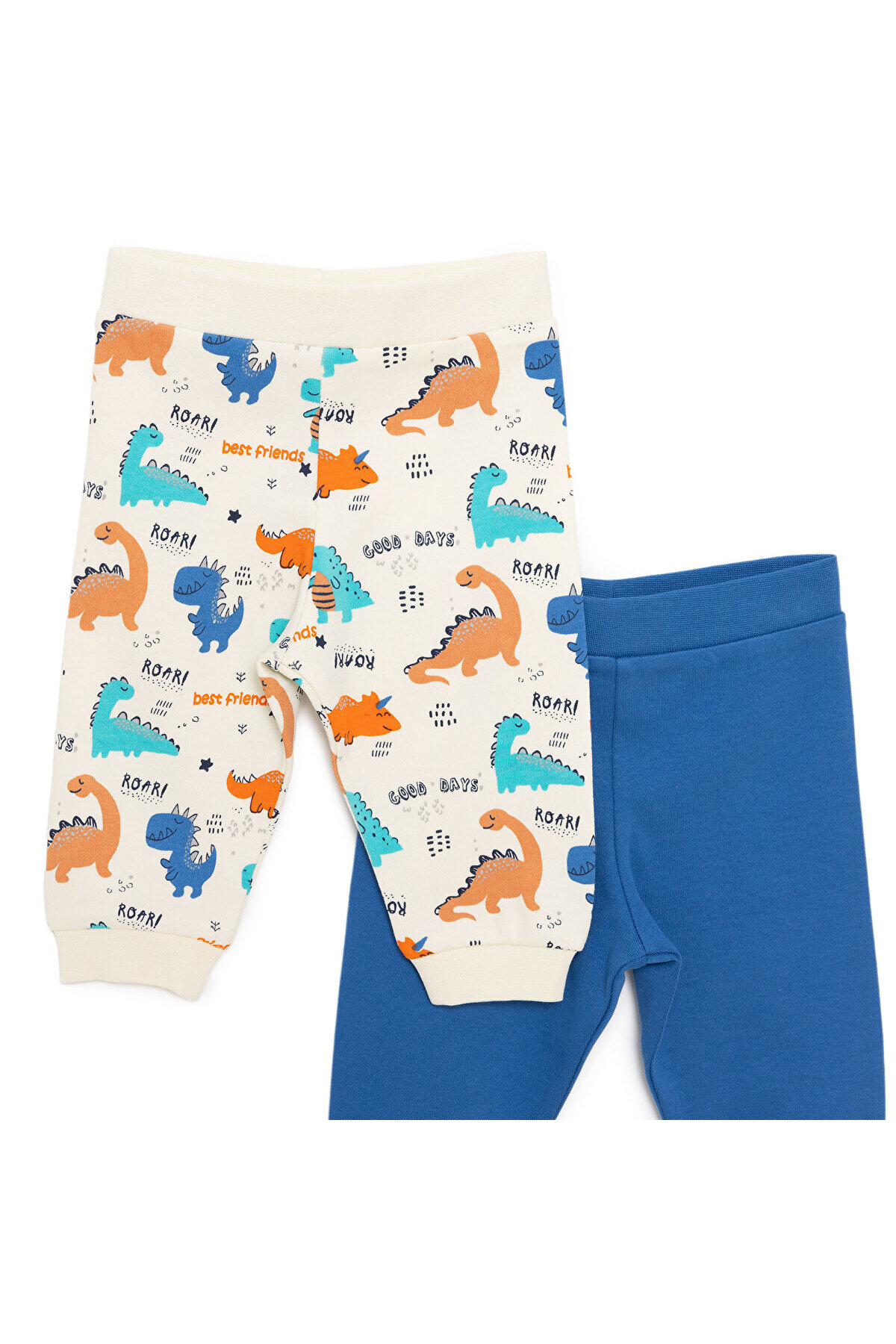 ebebek Hello Baby HelloBaby Erkek Bebek Basic 2li Patiksiz Alt İnterlok Roar Desenli Ekru fotoğrafı 3 (önizleme)