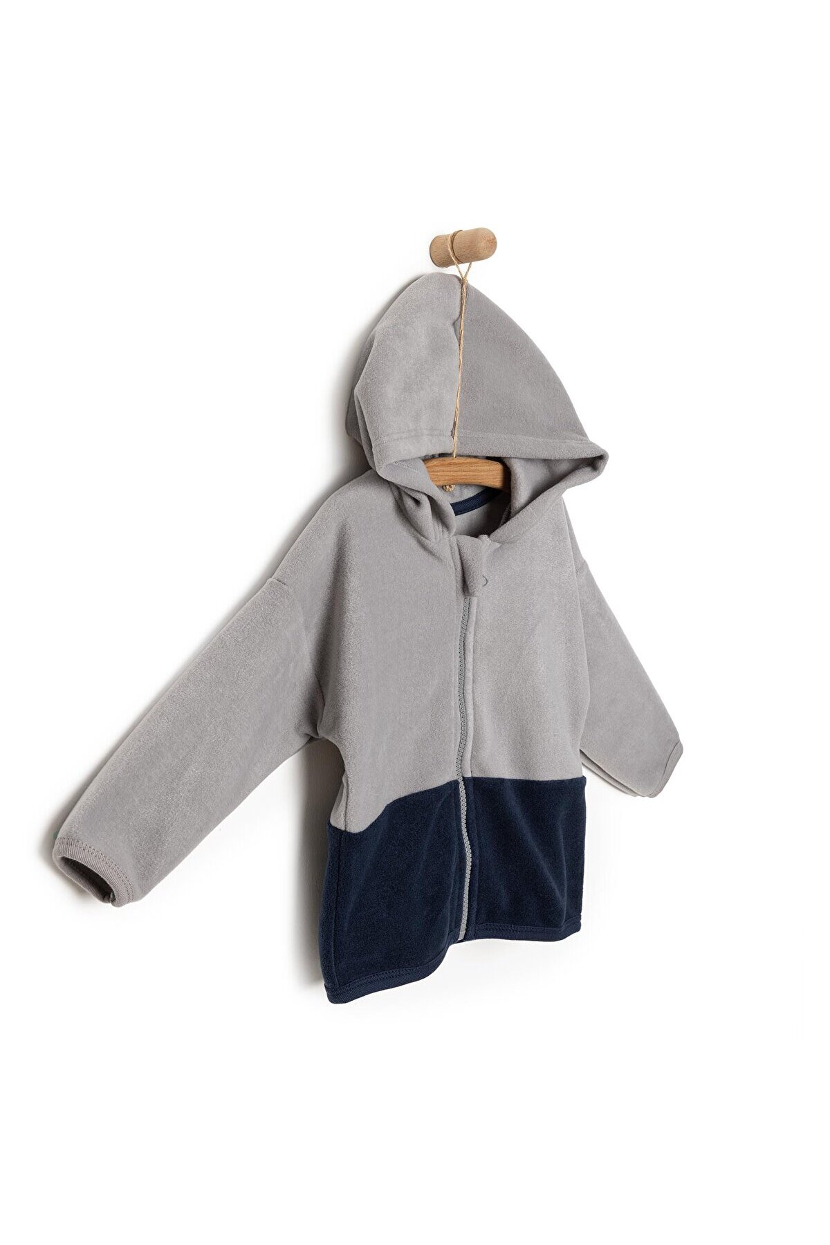 ebebek Hello Baby HelloBaby Basic Erkek Fermuarlı Kapüşonlu Polar Hırka Erkek Bebek fotoğrafı 3 (önizleme)