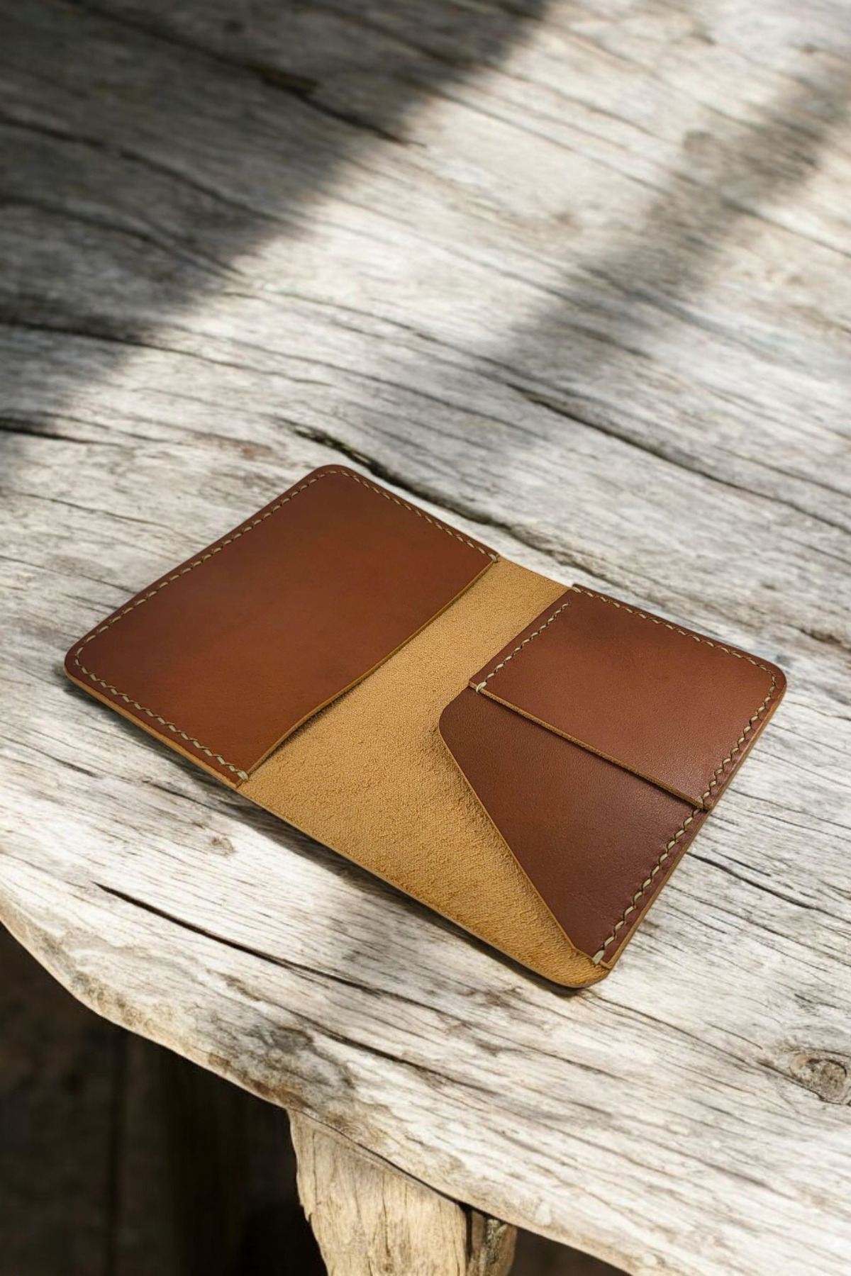 Leather CY Voyage Konyak Hakiki Deri Pasaport Kılıfı Kart ve Biletlik görsel 3