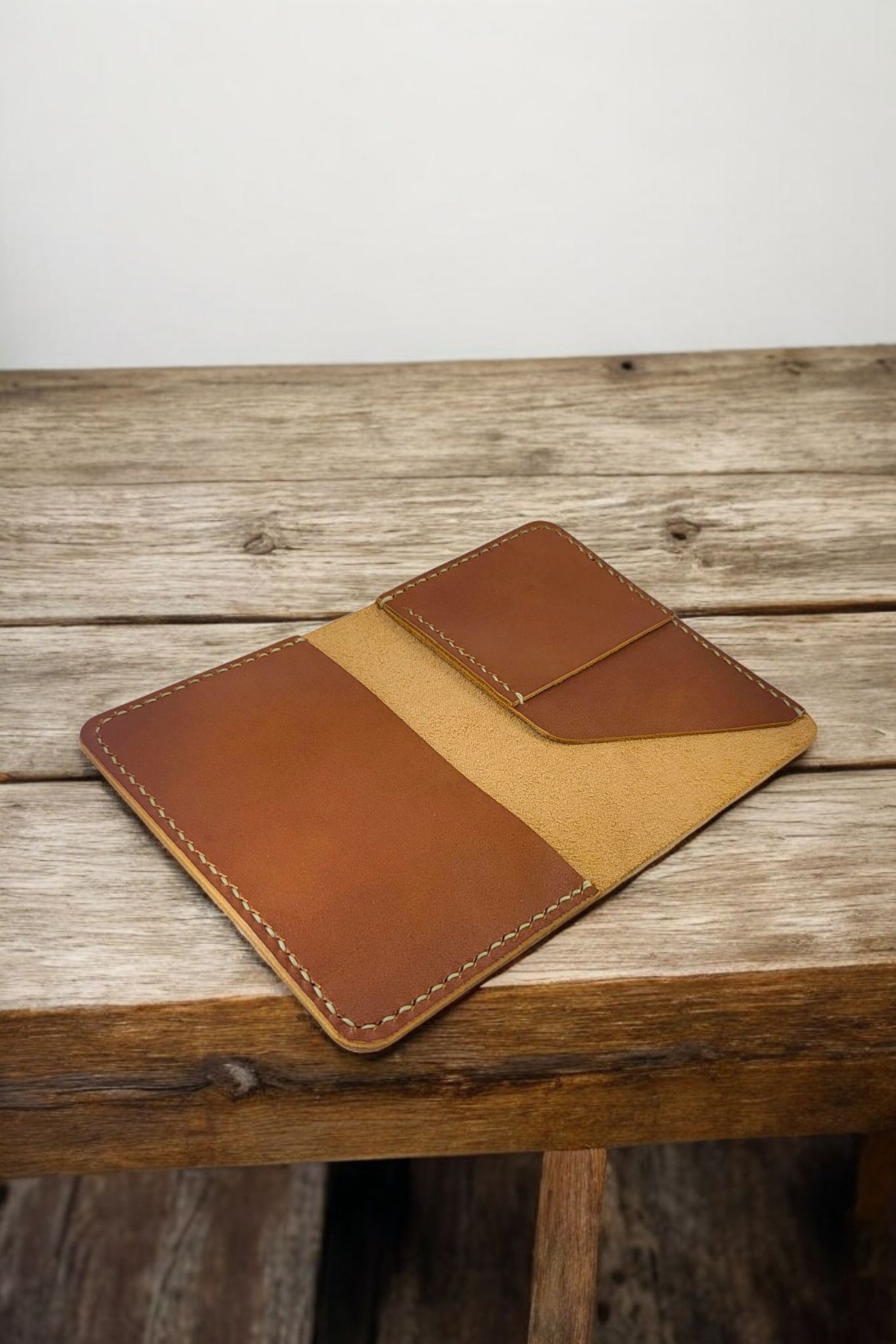 Leather CY Voyage Konyak Hakiki Deri Pasaport Kılıfı Kart ve Biletlik görsel 2