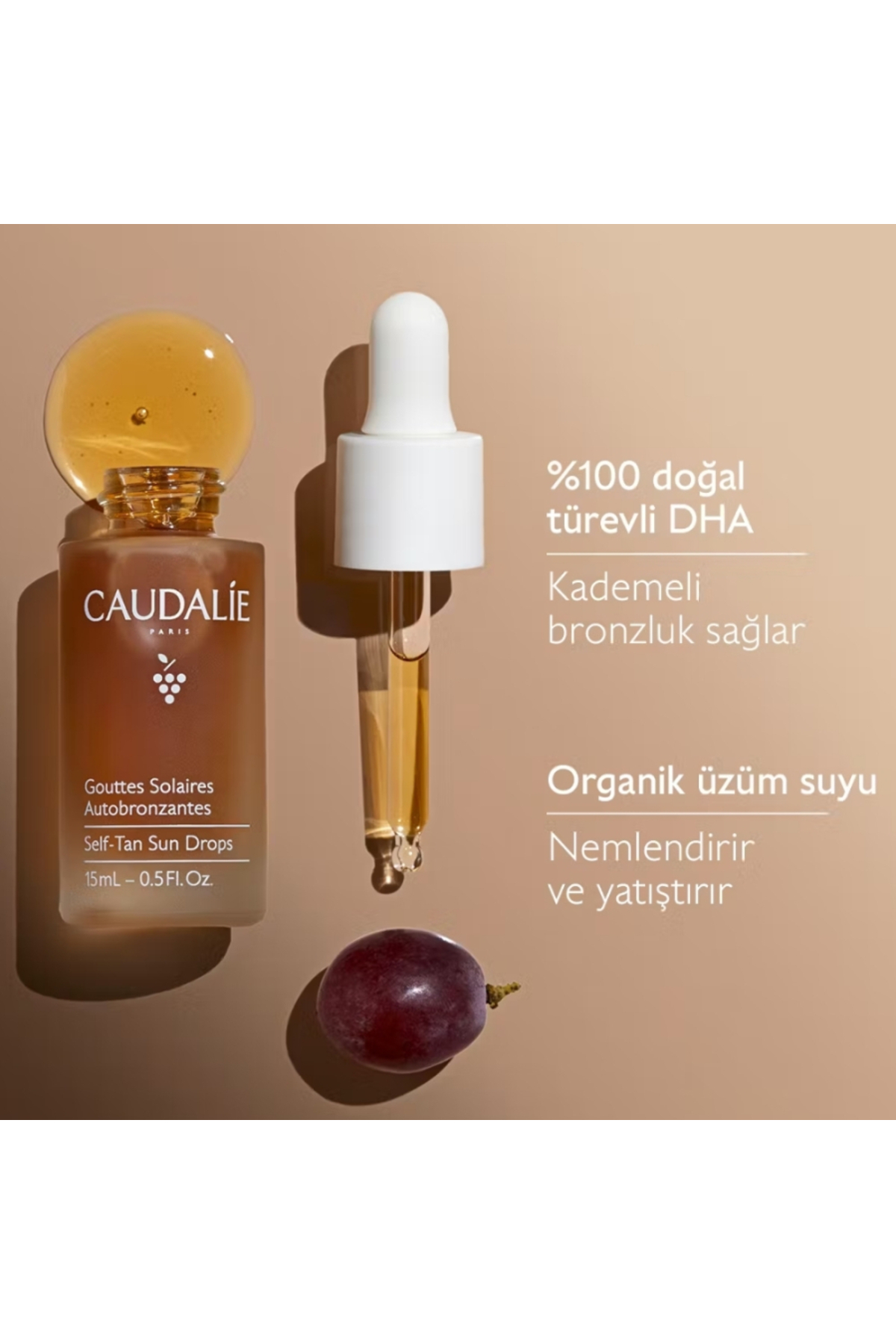 Doğal ve Işıltılı Bronzluk Kazandırıcı Besleyici ve Nemlendirici Güneşsiz Bronzlaştırıcı Damla 15ml — Self Tan Sun Drops — تصویر 2 از 6