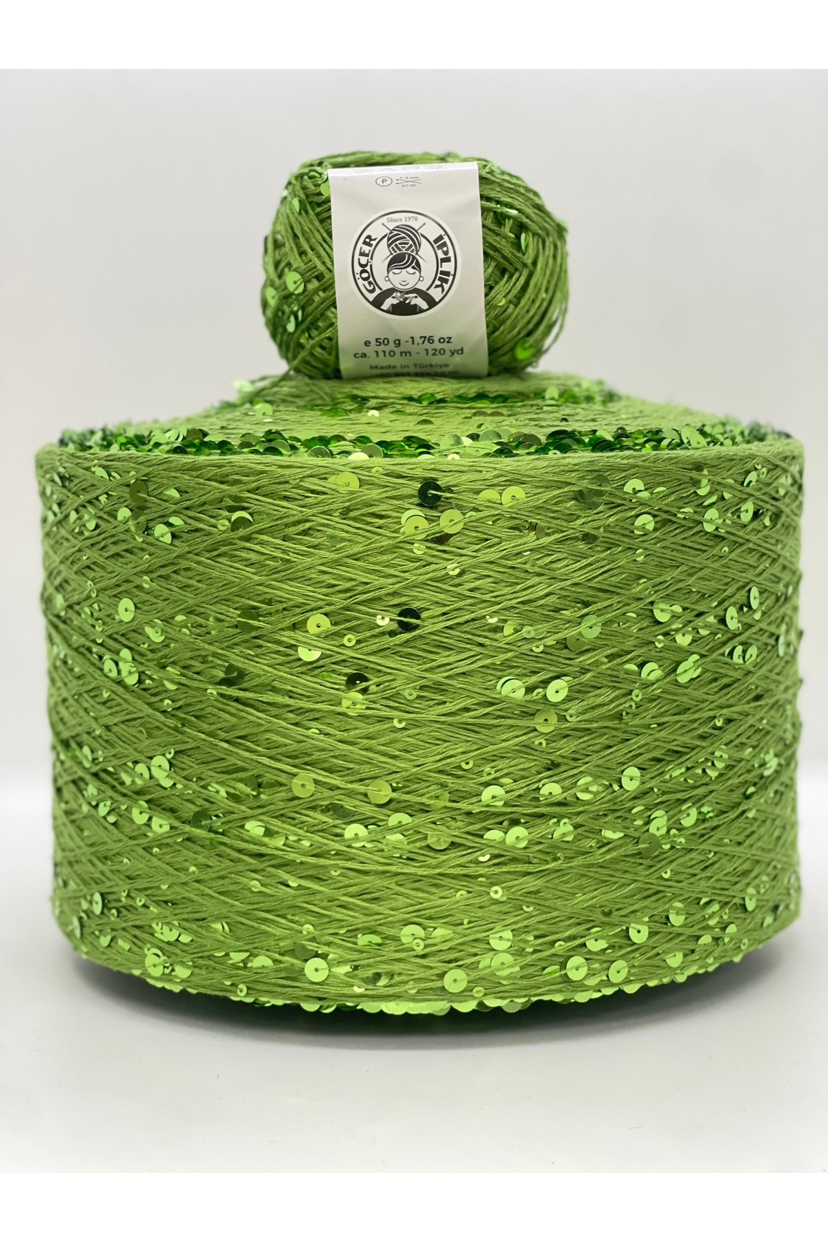 Bag Lanyard / Knitting Lanyard 100% cotton color pistachio green 3+6 green Coarse scaly balls 50gr X 2 =100gr