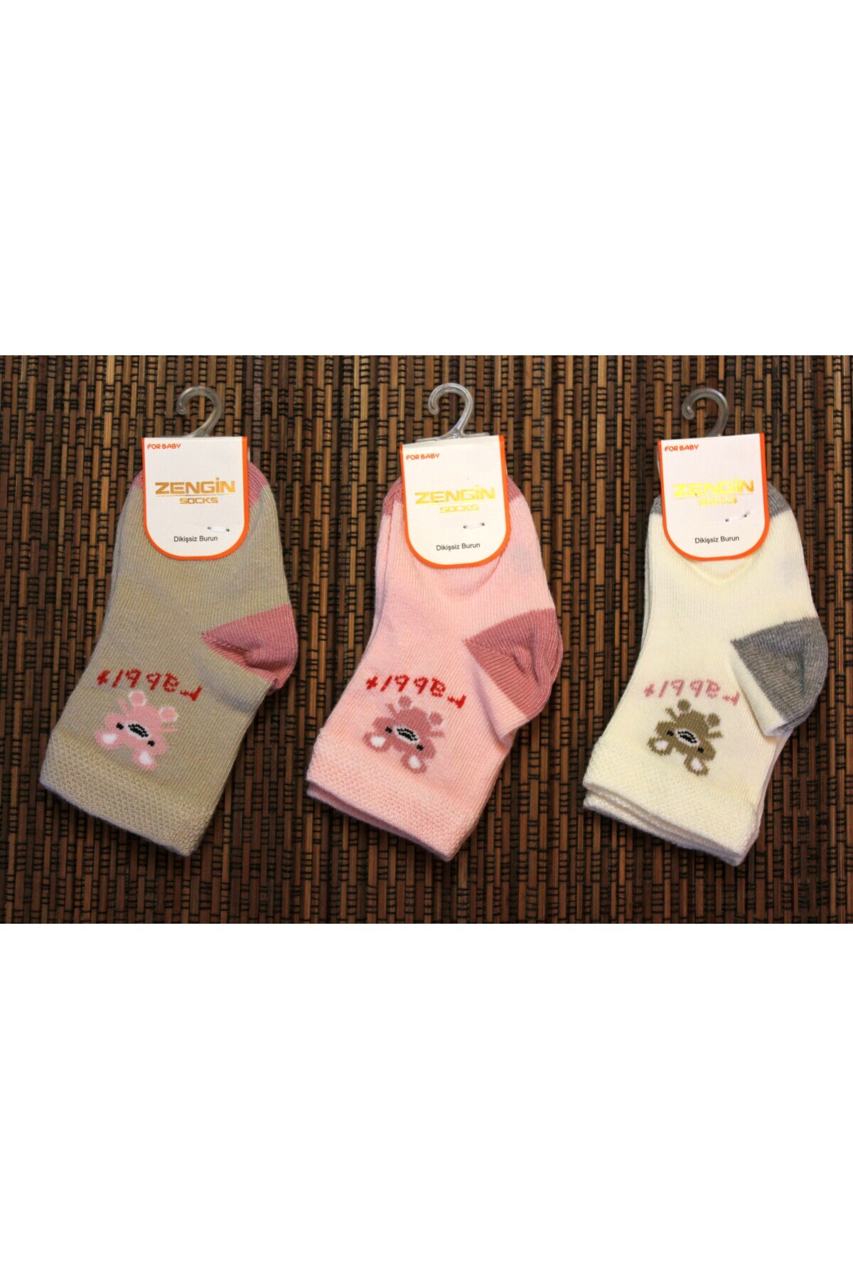 Rich Socks Baby Cotton Seamless Toe 3-Piece Set Rabbit Patterned Girl