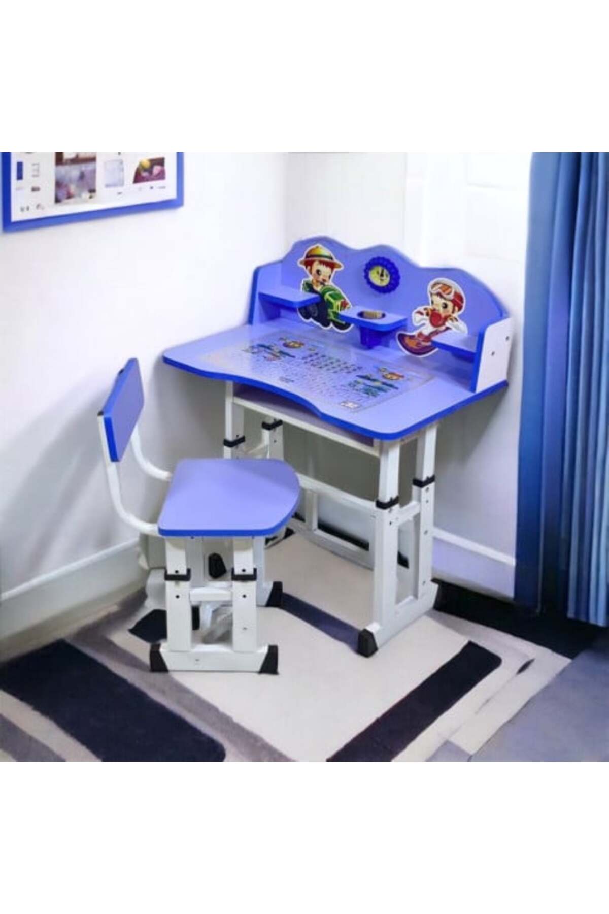 مكتب وكرسي دراسة للأطفال - أزرق