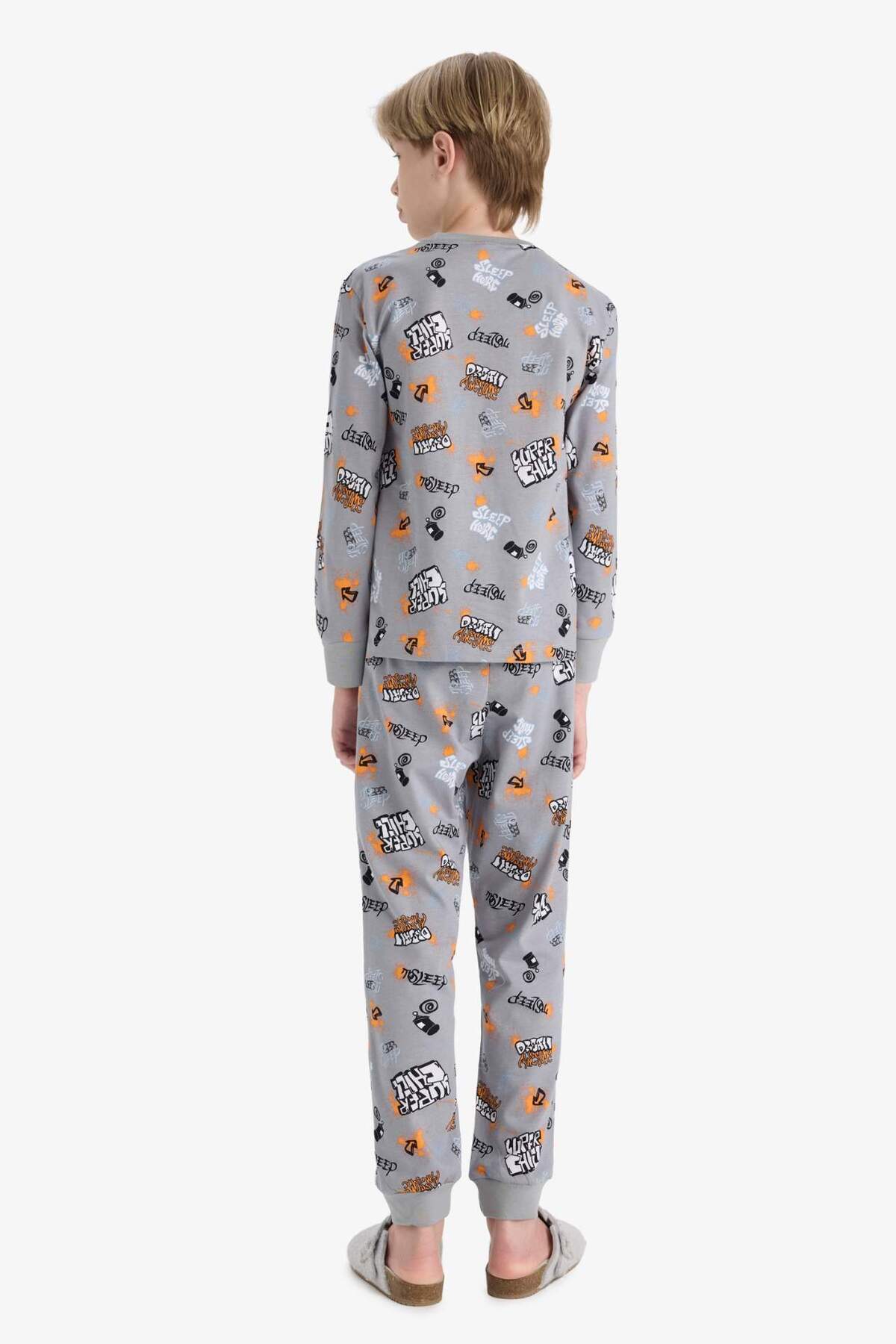 DeFacto-Boys Pajamas Set Patterned Long Sleeve Top Long Bottom F1892A825Au 7