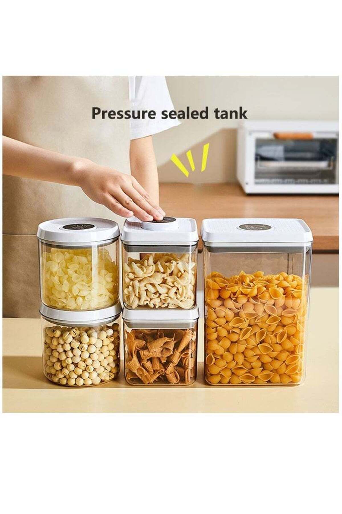 COOYA-7 Pcs Food Containers Set,POP UP Design,4 different size,Effortless to Clean,BPA-Free Tranparent 4
