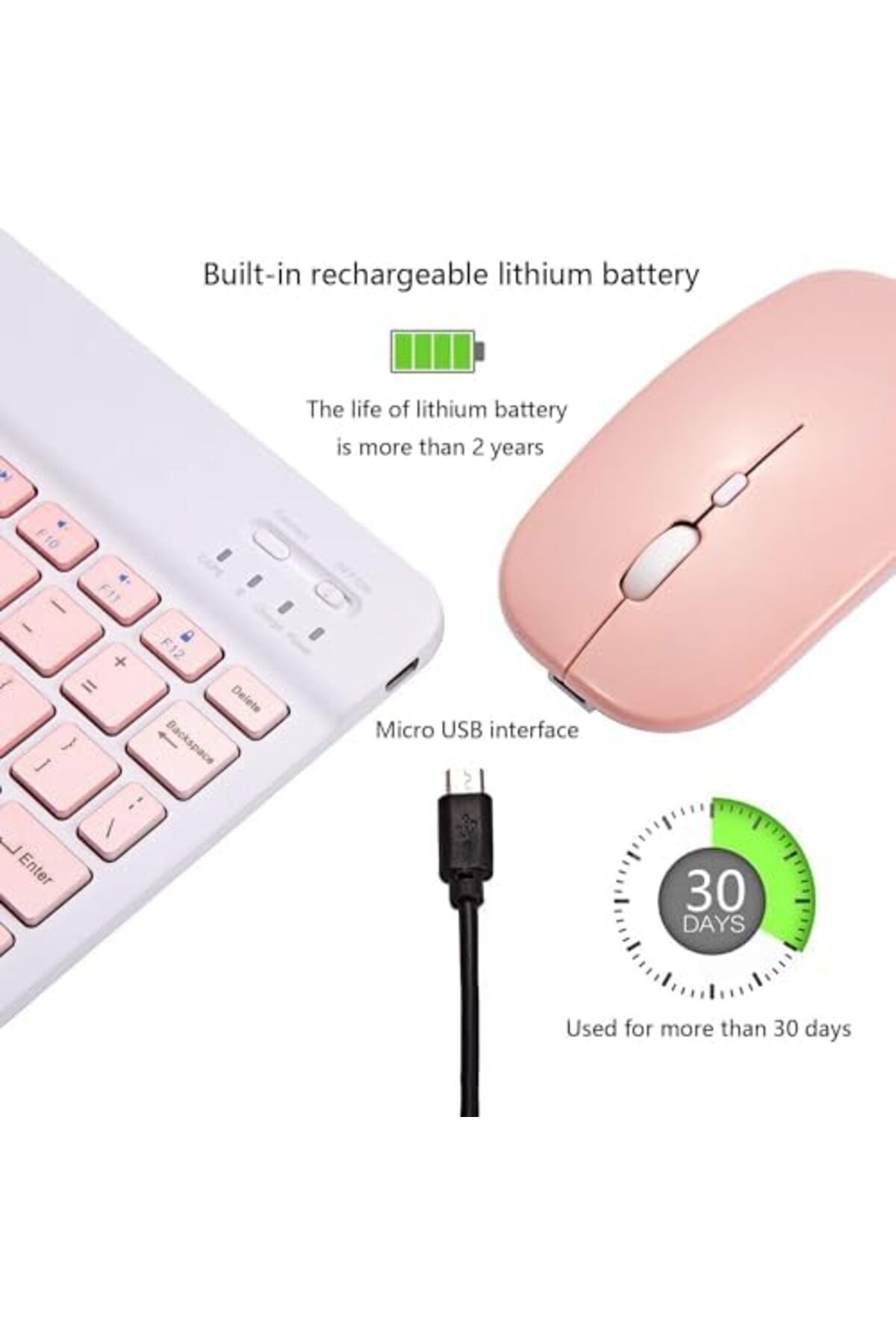 Shopi-NEW Ultra-Slim Bluetooth Keyboard and Mouse Combo Rechargeable Portable Wireless Keyboard Mouse Set 6