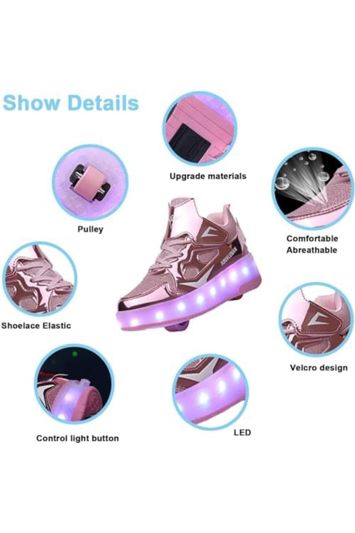 Jiffy-XAQA Upgraded USB Rechargeable Sparkle Skate LED Light up Shoes with Removable Wheels & Unique Desig 6