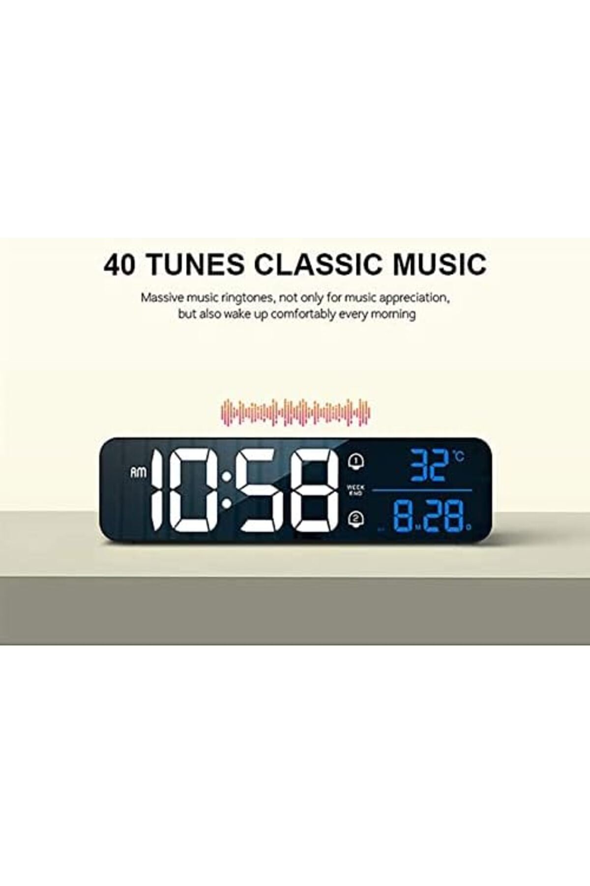 Jiffy-Digital Clock, Digital Clock Large Display, LED Digital Alarm Clock for Living Room, Rechargeable, S 7