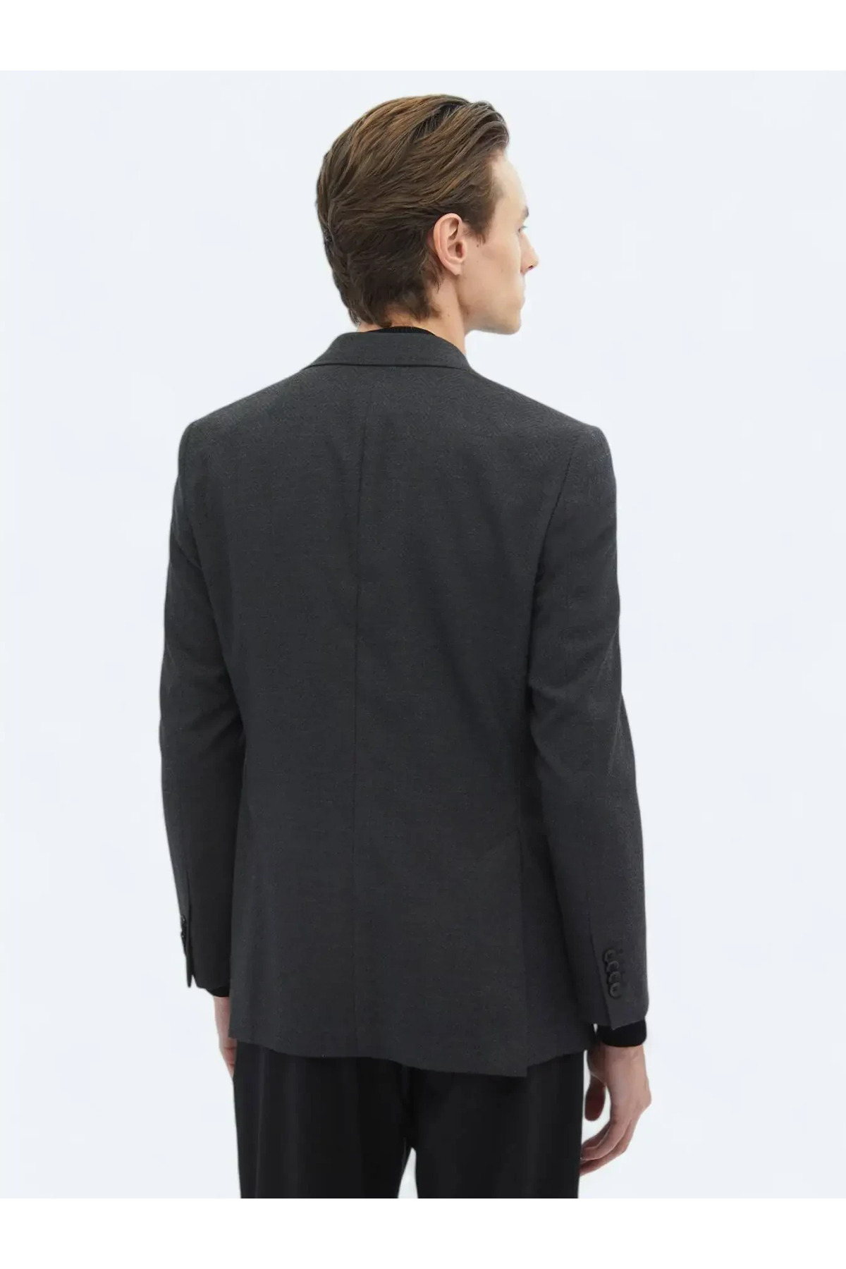 Kip-Anthracite Patterned Modern Fit Eco-Friendly Jacket 6