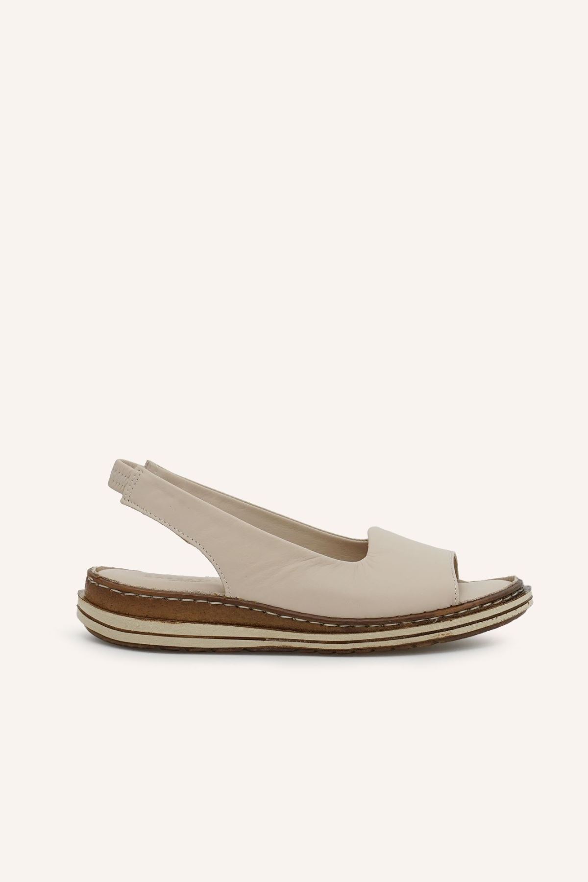 MARCATELLI Bej Deri Sandalet