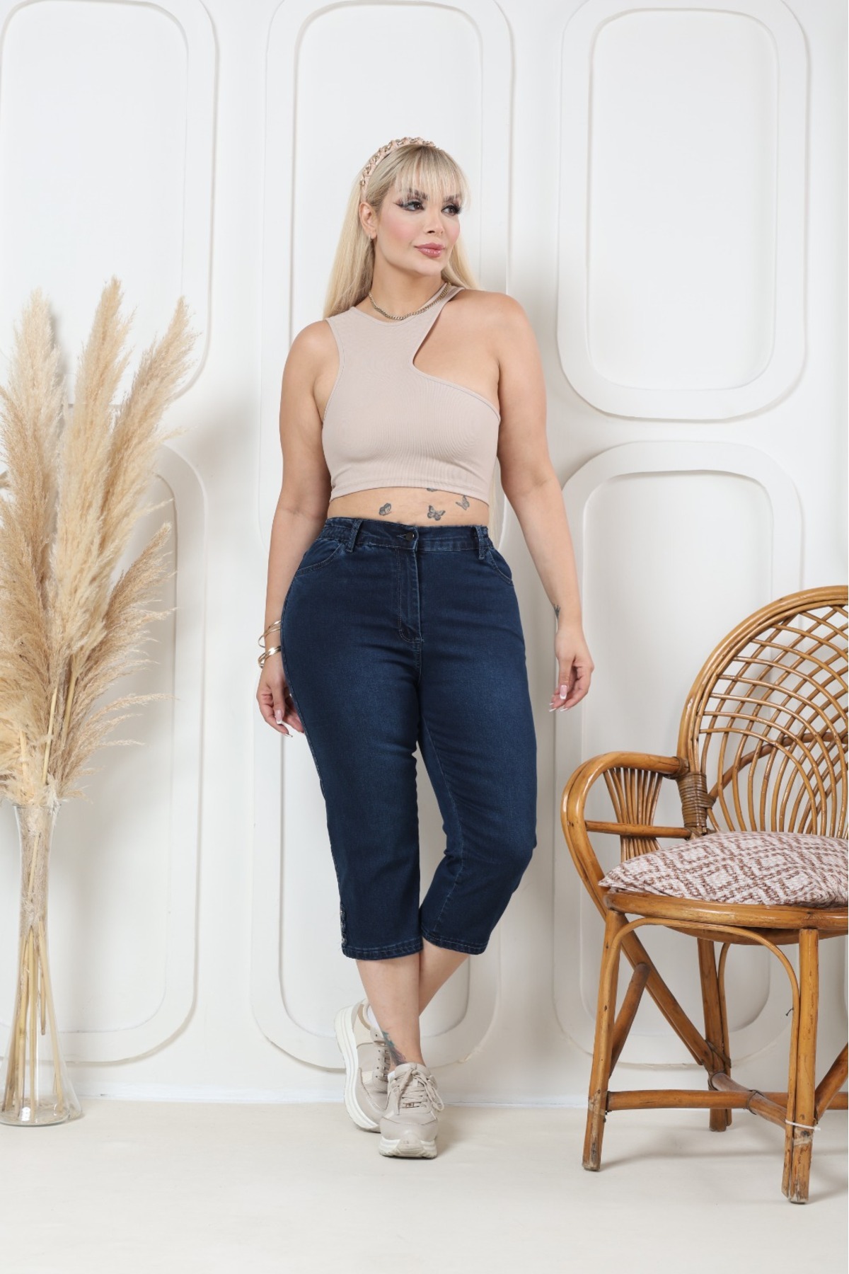 EYLÜL BUTİK  Kadın Beli Lastikli Kapri - Görsel 5