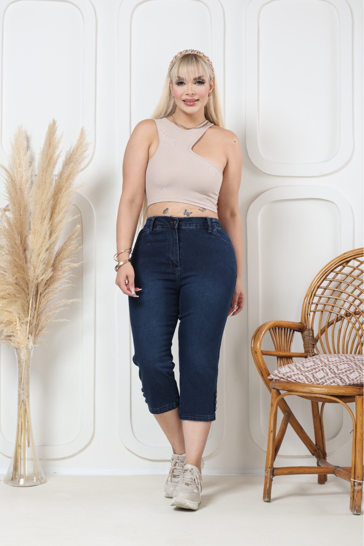 EYLÜL BUTİK  Kadın Beli Lastikli Kapri - Görsel 2