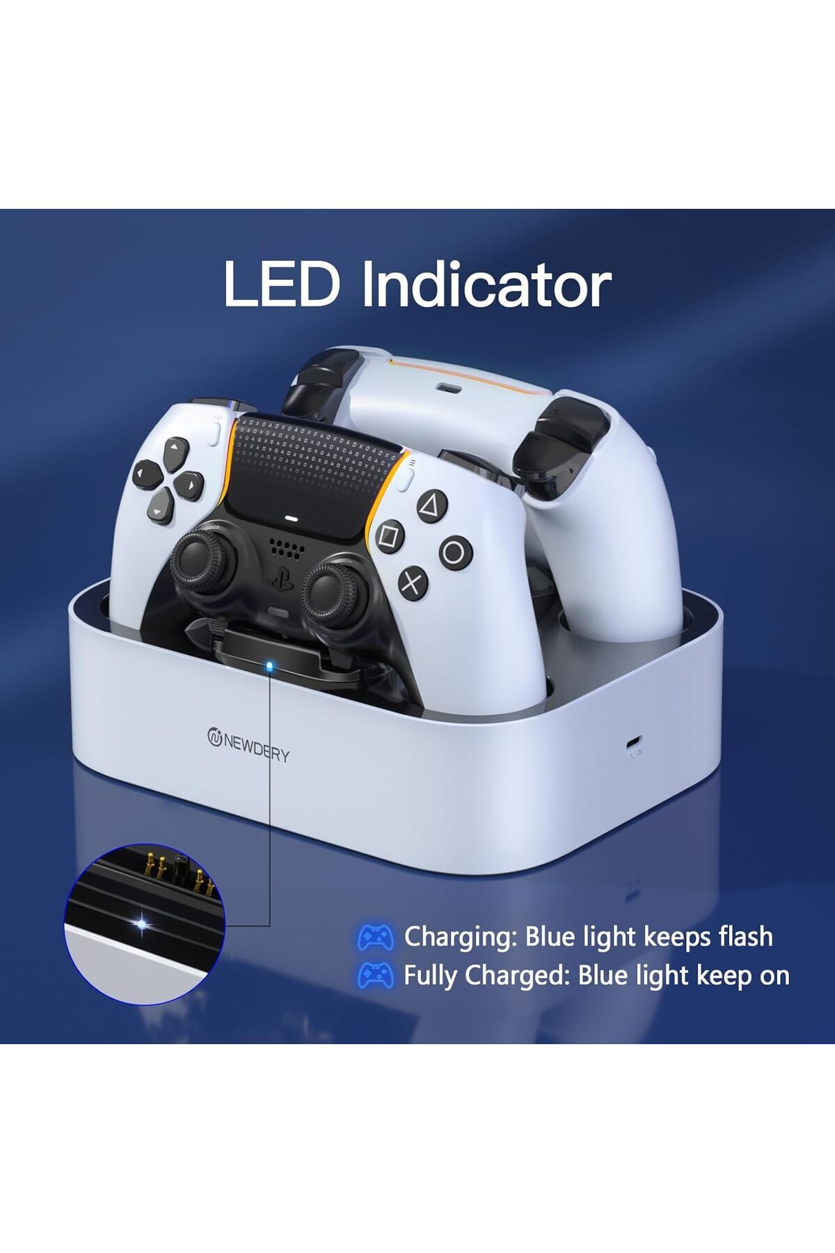 NEWDERY-PS5 Dual Charging Stand with LED Indicator and fast charging 6