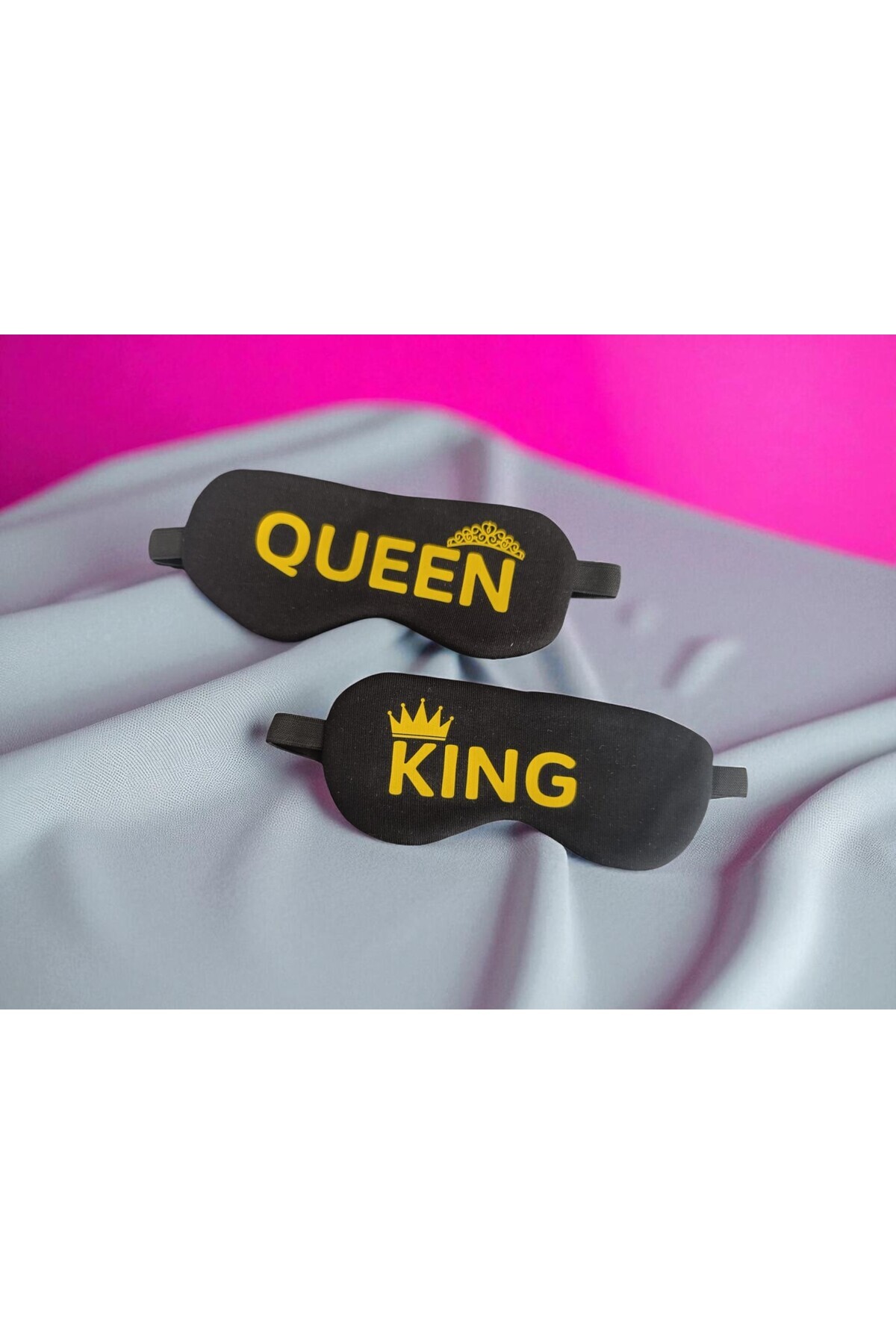 BeyzHal 👑 KING & QUEEN – Taçlı Çift Uyku Bandı Seti - Sevgili Hediye