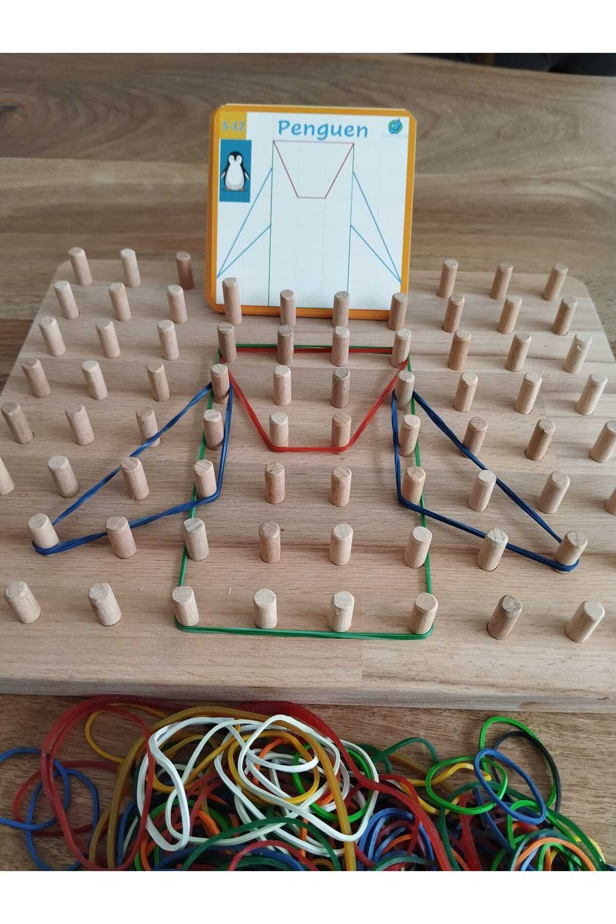 Moccotoys Geoboard - Jumbo Montessori Eğitici Kartlı Lastikli Şekiller Geometri Oyunu (10X8) fotoğrafı 5 (önizleme)