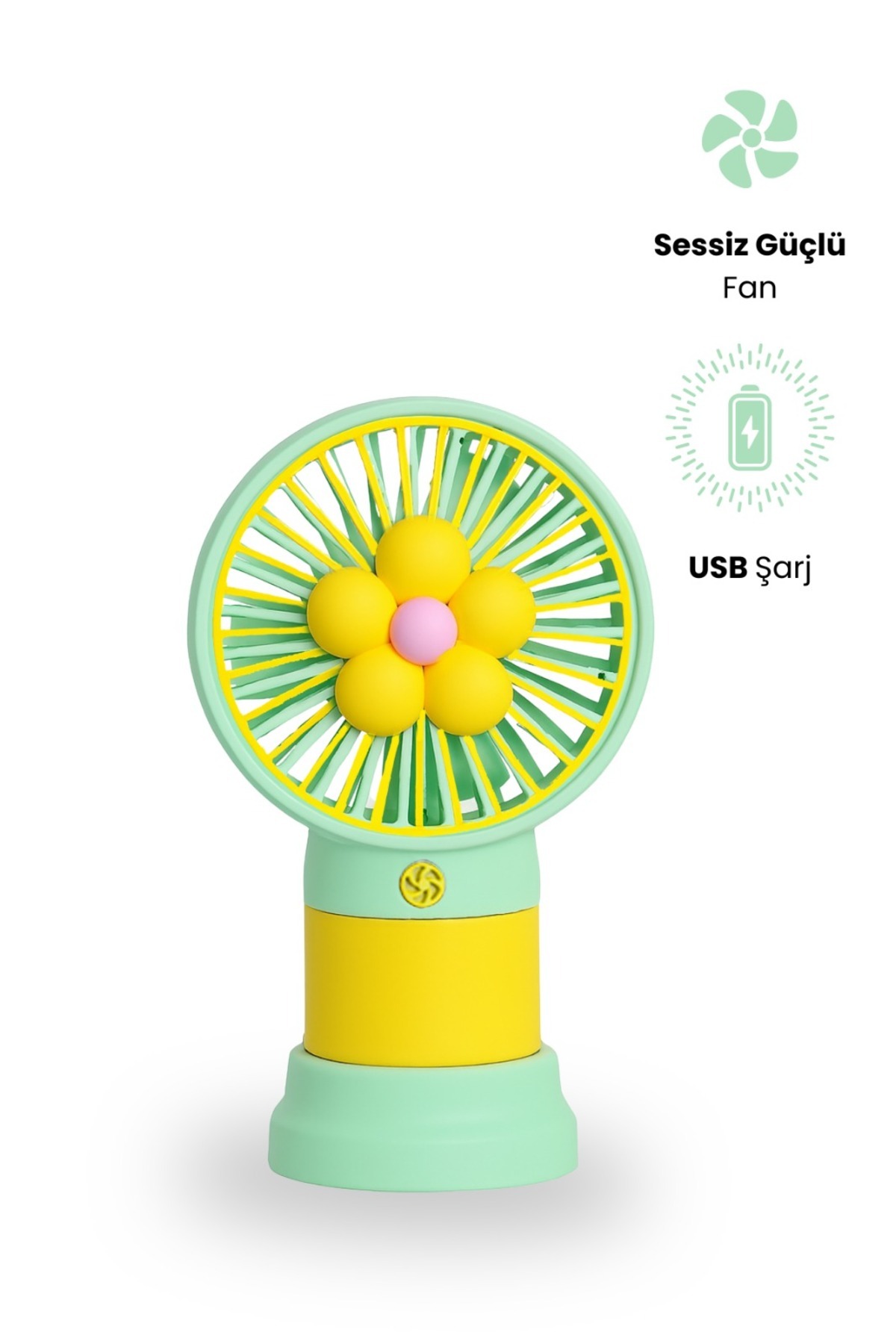 MetaForce Mini Fan Şarjlı Soğutucu Taşınabilir El Vantilatörü Telefon Standı Çiçekli Usb Mini Fan Hediyelik