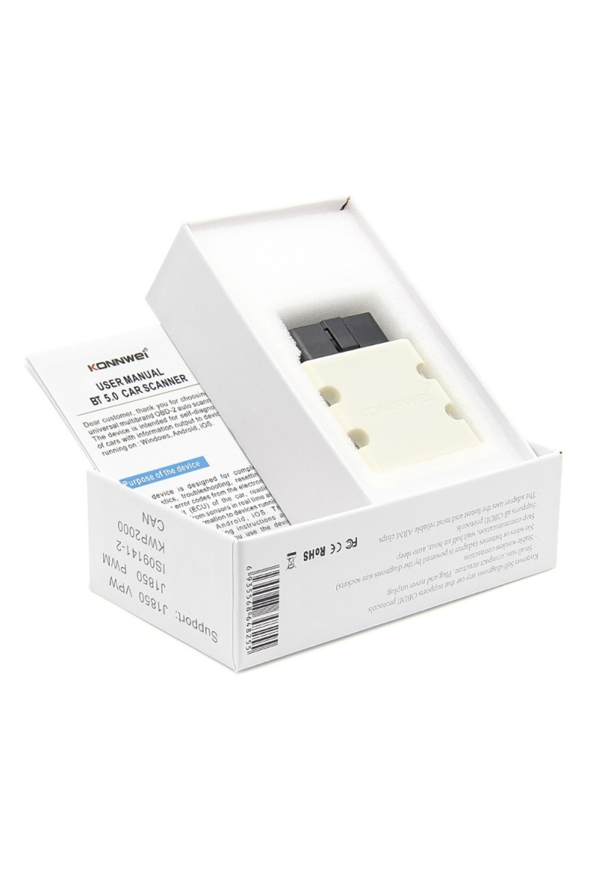 KONNWEİ-Car Scan and Diagnostic Tool, KW902, Mini ELM327, Bluetooth 5.0, OBD2, Compatible with 5