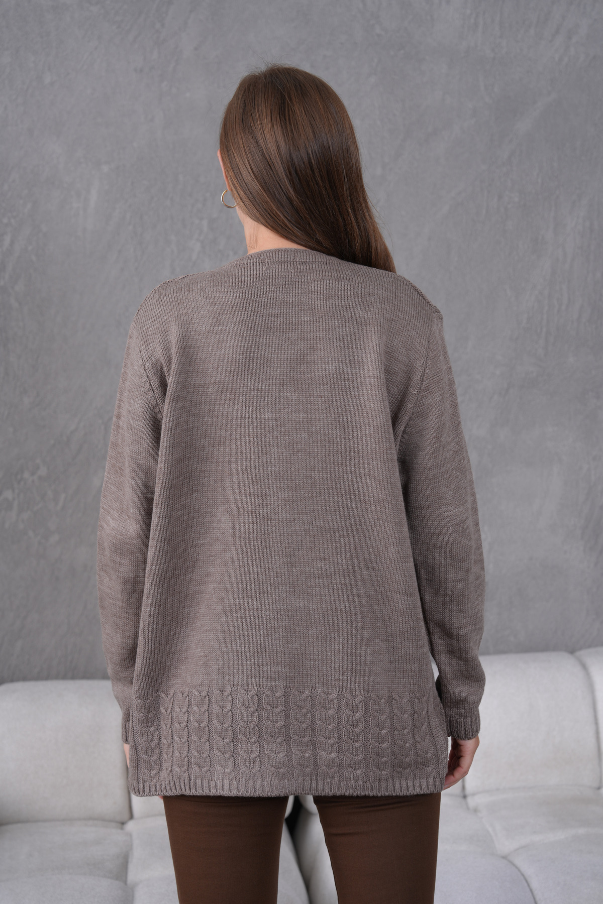 Lamierra  Kadın Anne Triko Cep detaylı Yün Hırka - Görsel 5