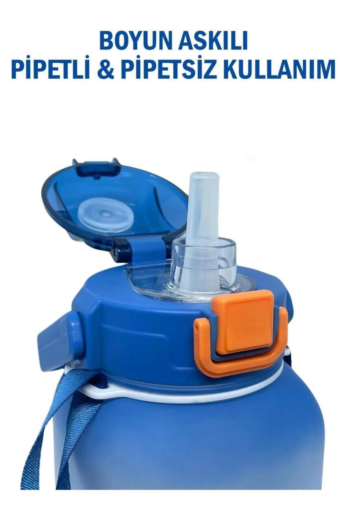 Vagon-Tritan Water Bottle 1100 ml Children's Straw Without Straw Use Water Bottle with Strap Sticker (Mixed Color 4