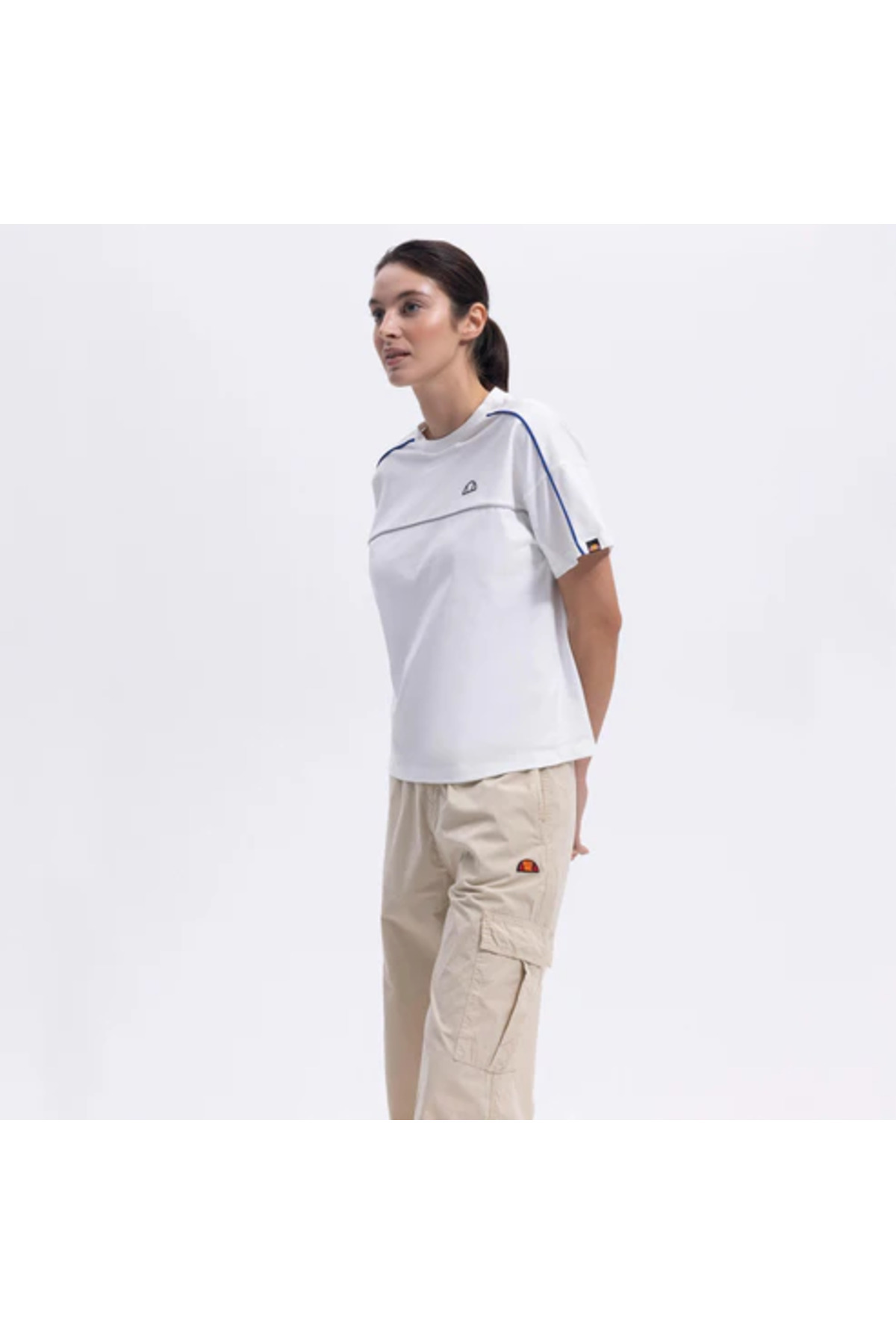 Ellesse Oversıze Kadın Kırık Beyaz Tişört EF389-OF görsel 4